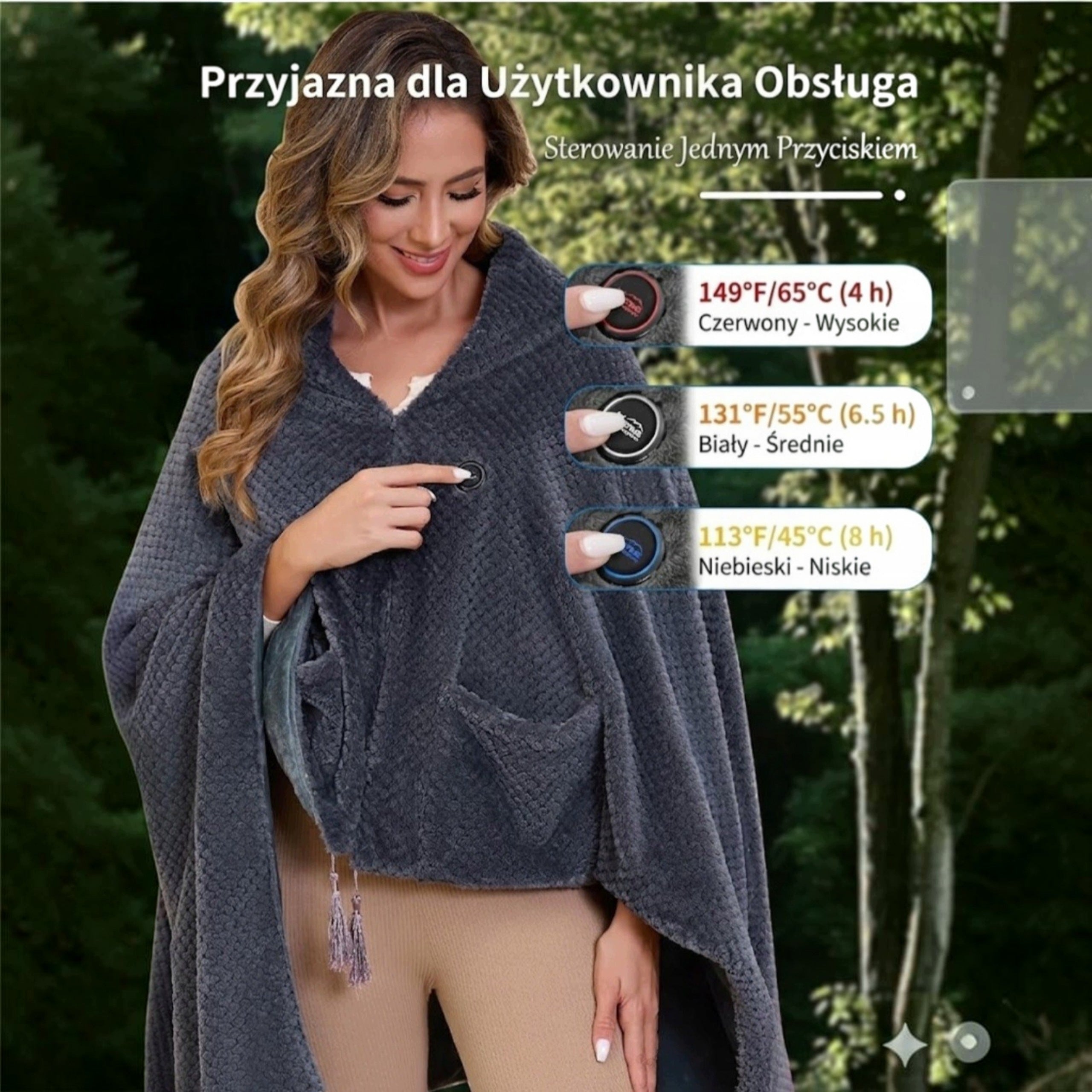 Electric Neck Blanket Arms Wireless Heating 4 Zones Grey Medical device no
