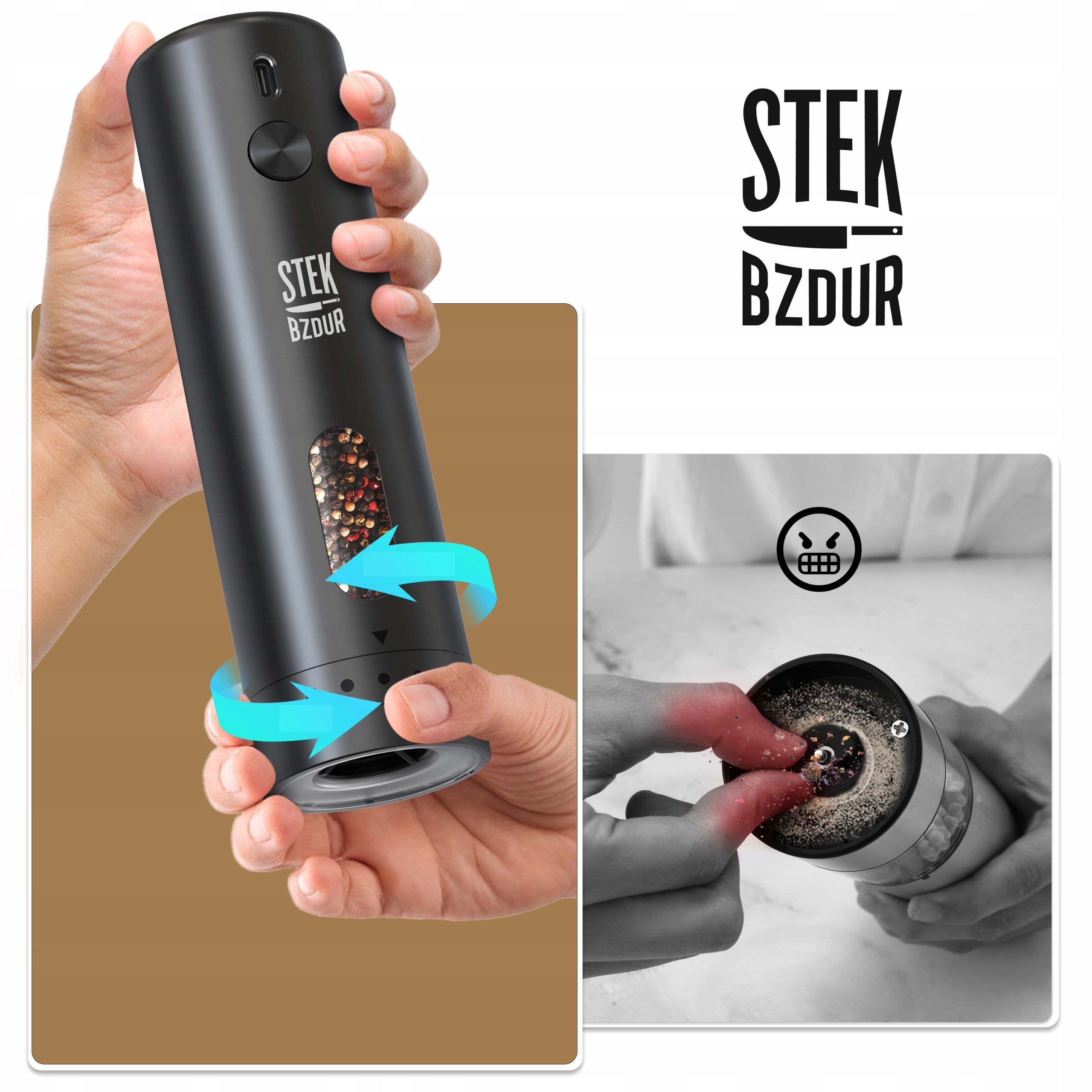Electric Pepper and Salt Grinder USB-C Ceramic BATTERY Dominant color black