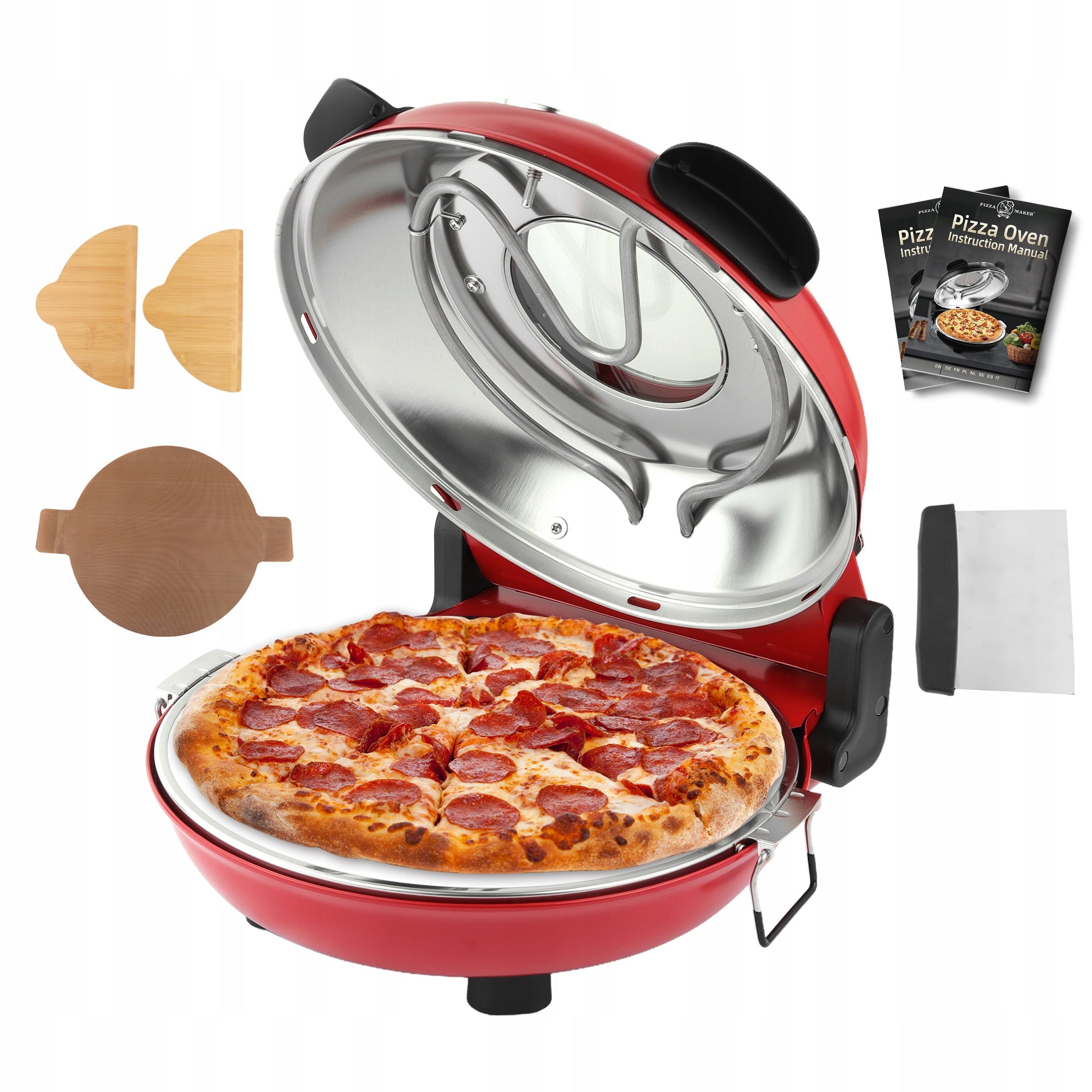 Electric Pizza Oven Klaif 420°C 1200W Stone Plate Viewing Window Home Tool