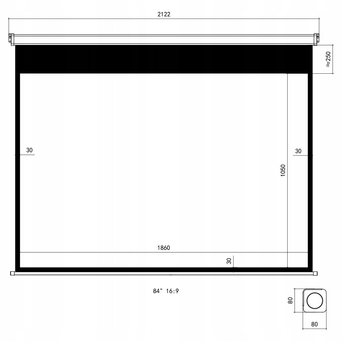 Electric Projection Screen 84" 4K Full HD Wall Mounted Ceiling Spacetronik Packaging status original