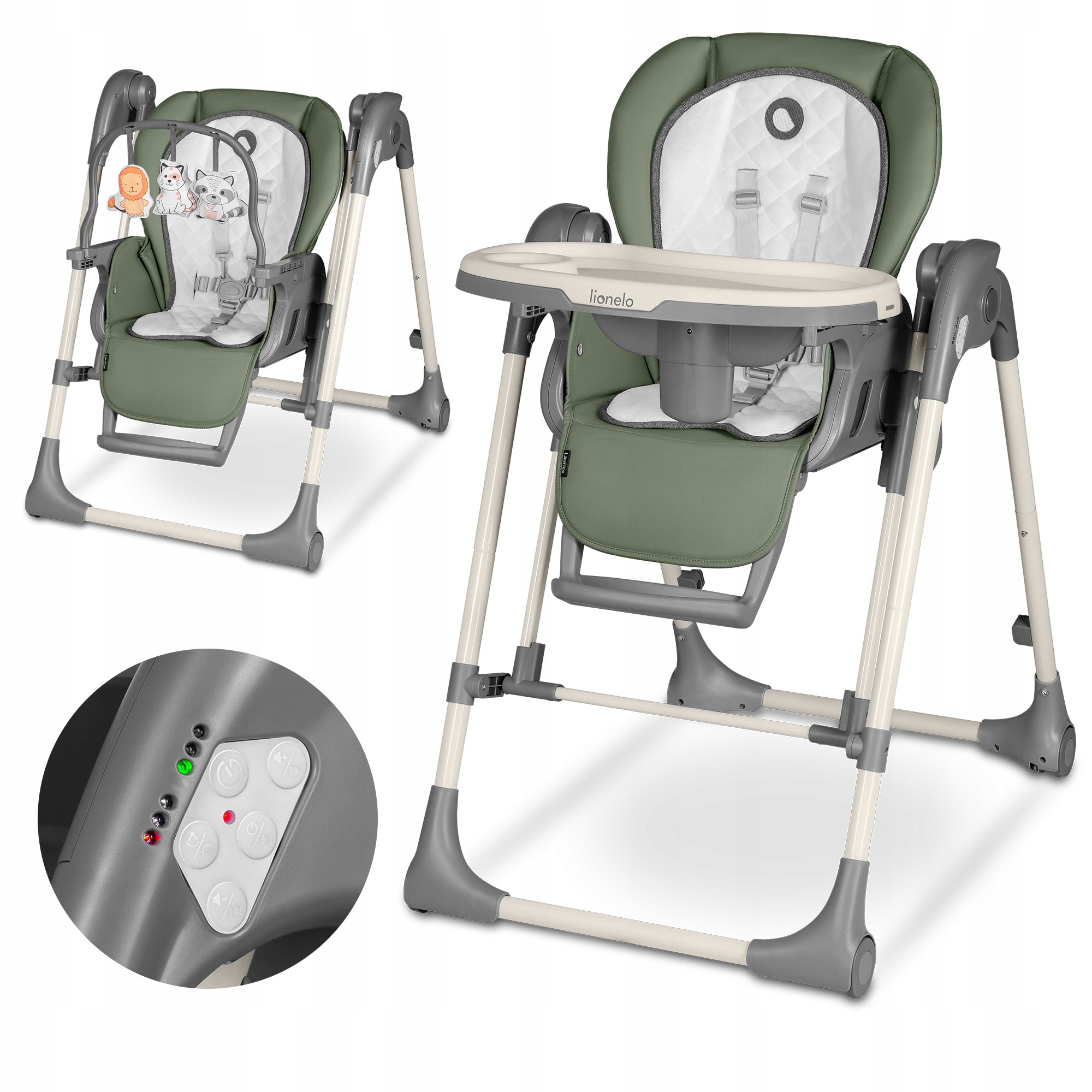 Electric Rocker Feeding Chair 2in1 Lionelo Laurice with Melodies Brand Lionelo