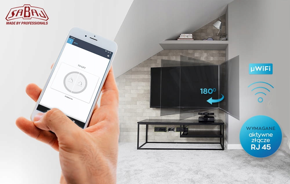 Electric Rotating Wall Mount for TV, 65" WIFI Control iOS Android Packaging status original