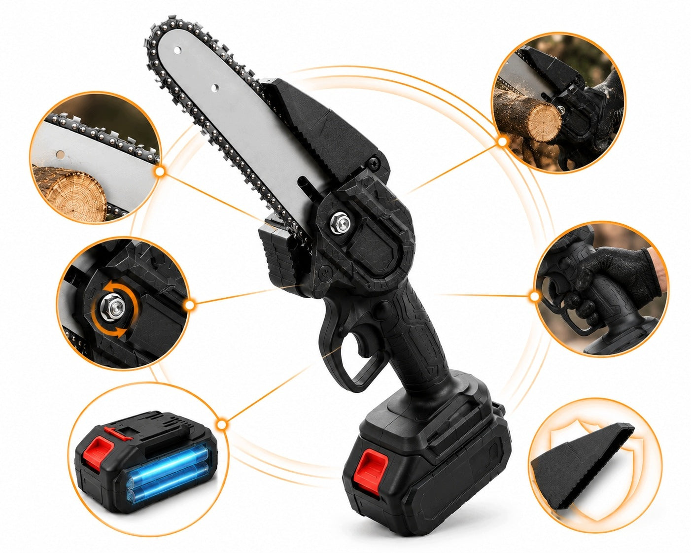 Electric Saw Strong CHAIN for Battery Large 8" + 2x AKU + SUITCASE Packaging status original