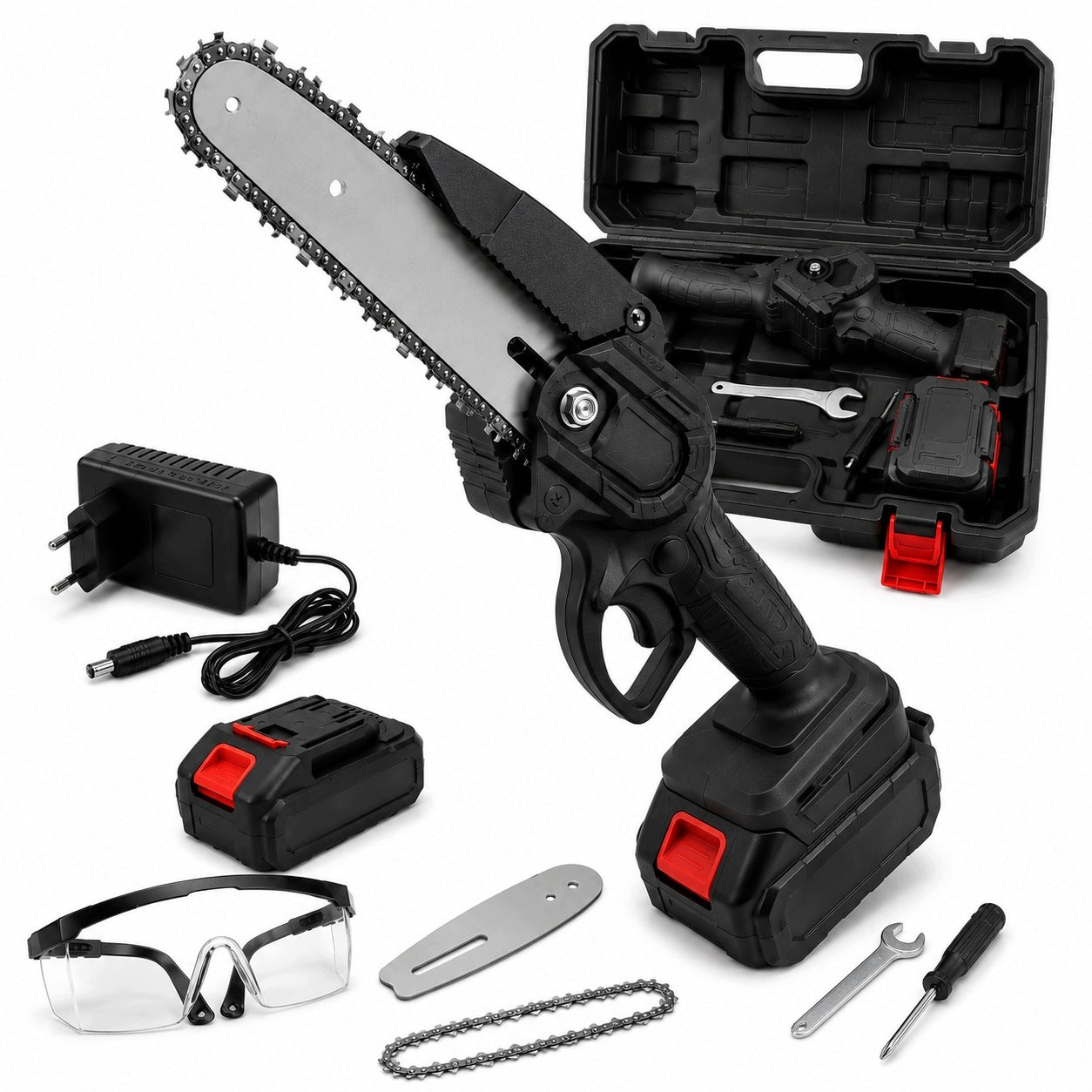 Electric Saw Strong CHAIN for Battery Large 8" + 2x AKU + SUITCASE
