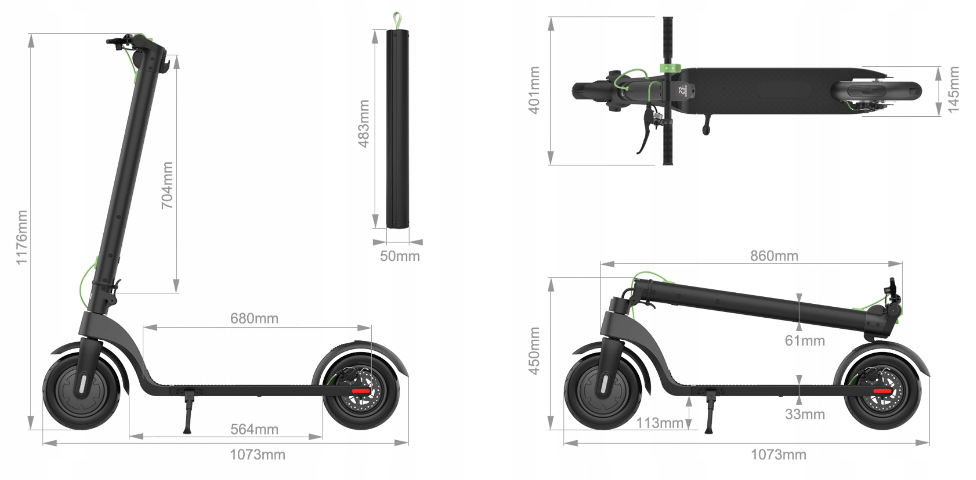 Electric Scooter 4Swiss EX4 UP Power 350W Lightweight 13 kg Urban Folding Weight 13 kg