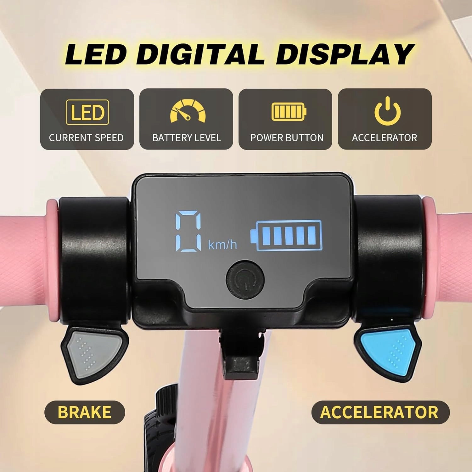 Electric Scooter Children 14KM/H LED 130W Folding Shock Absorption Pink Brand E-Rides