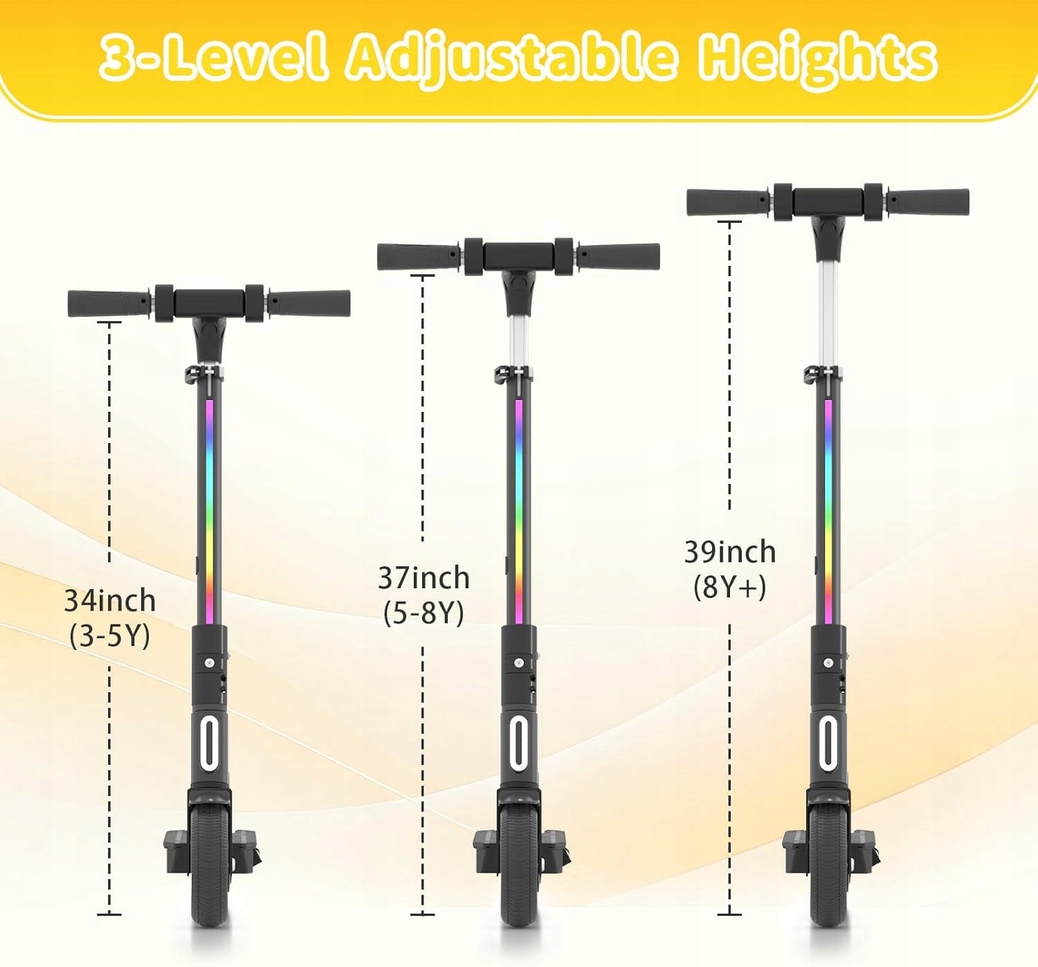Electric Scooter Children 3-12 Years 130W 6,5" Folding LED Lights Black Brand E-Rides