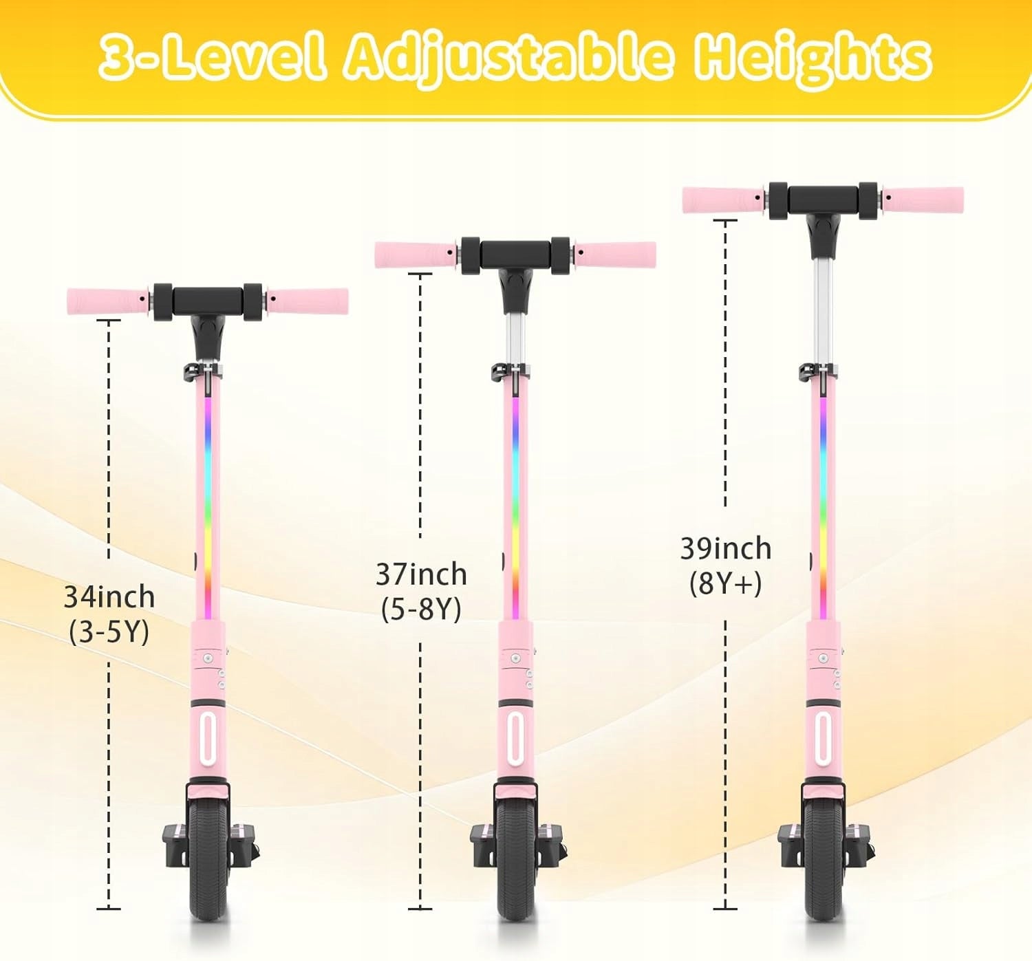 Electric Scooter Children 3-12 Years 130W 6,5" Folding LED Lights Pink Brand E-Rides