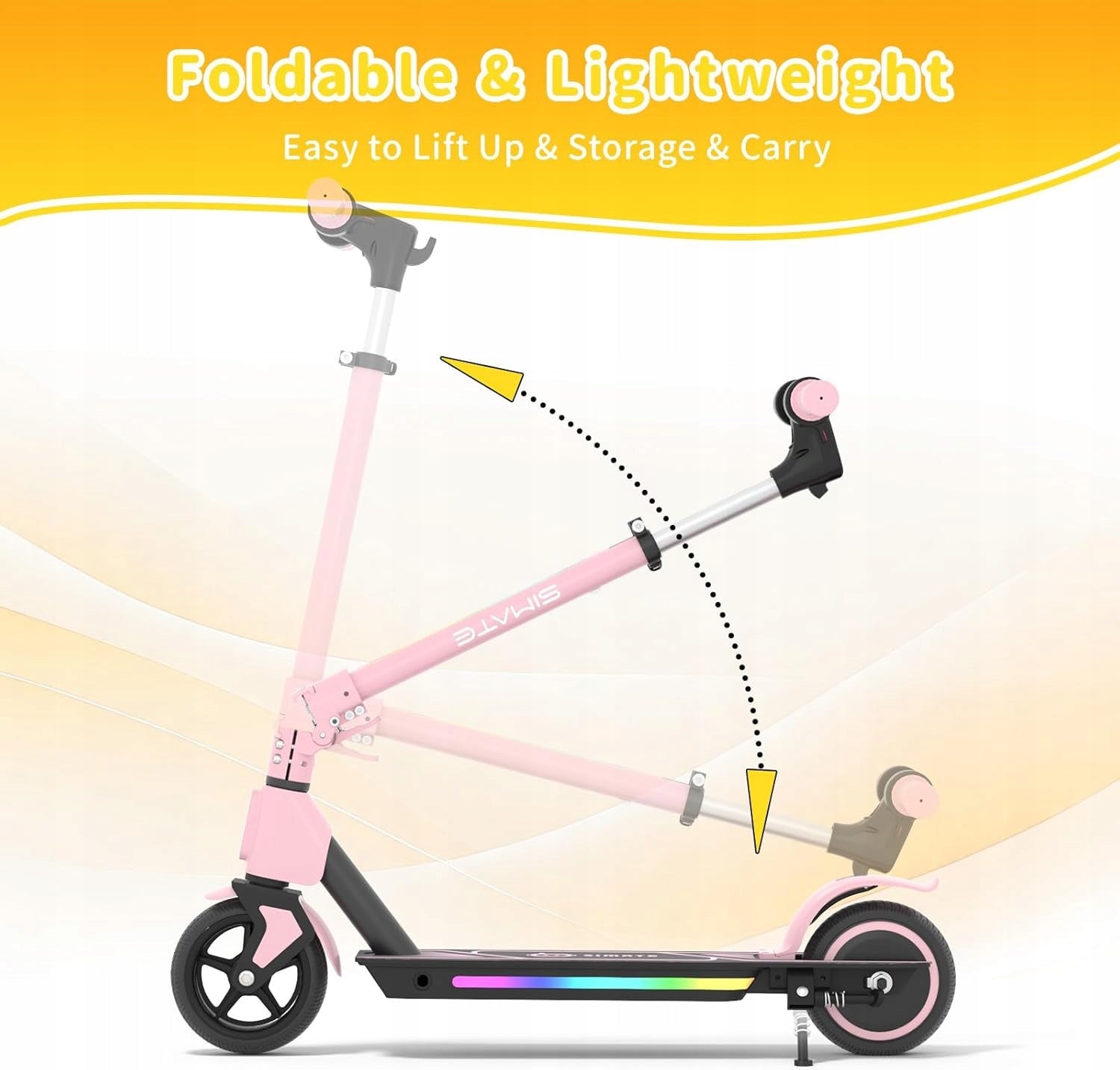 Electric Scooter Children 3-12 Years 130W 6,5" Folding LED Lights Pink Model S2 PRO