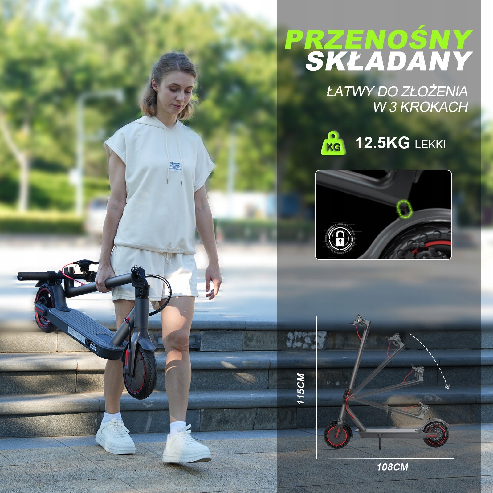 Electric Scooter Folding, Scooter, Tyre Diameter: 8,5 inch|20-25km|350W Weight 12.5 kg