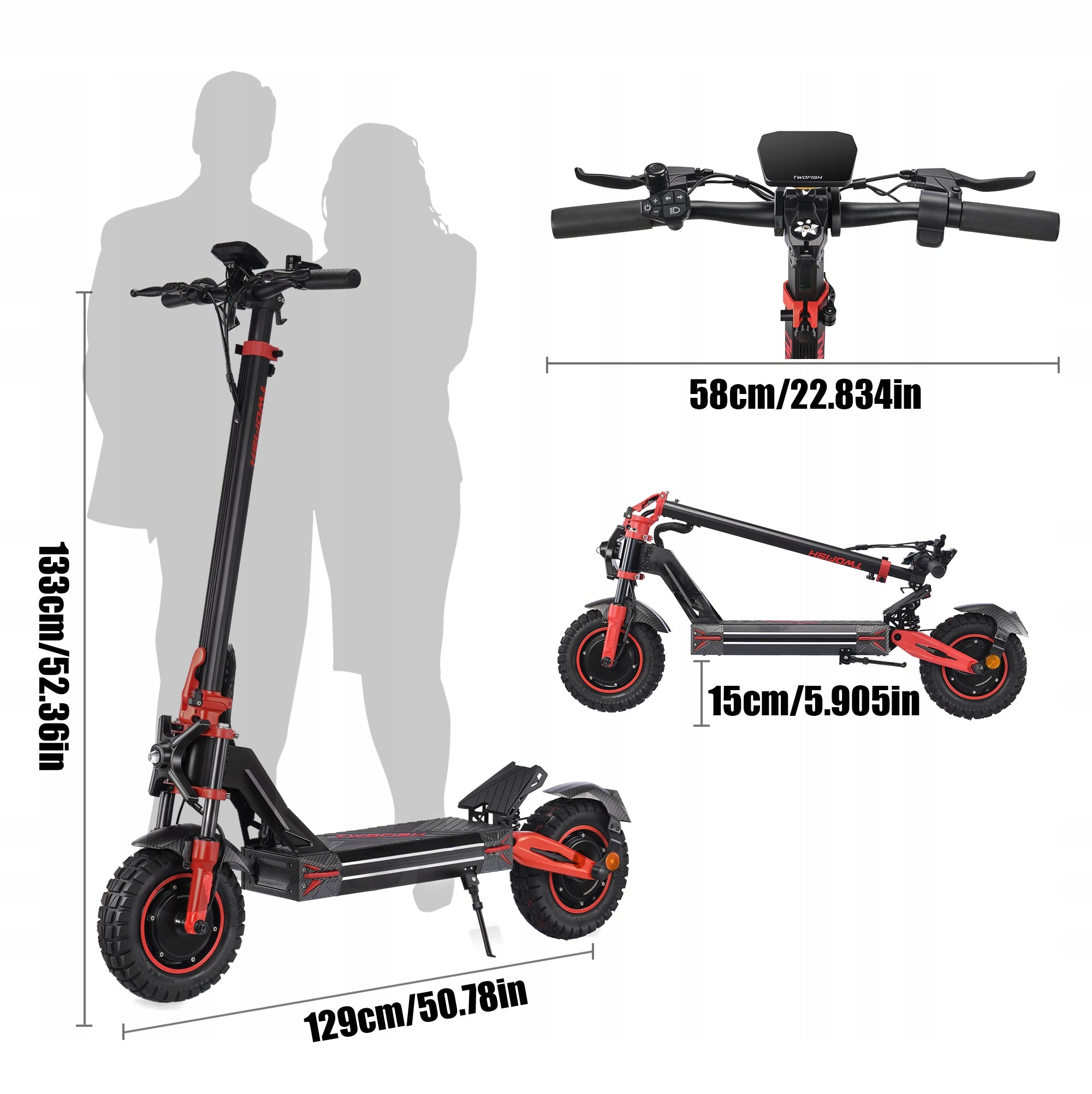 Electric Scooter For Adults Off-road TWOFISH 1640W*2 60V/23Ah 90HP Brand IWAFO