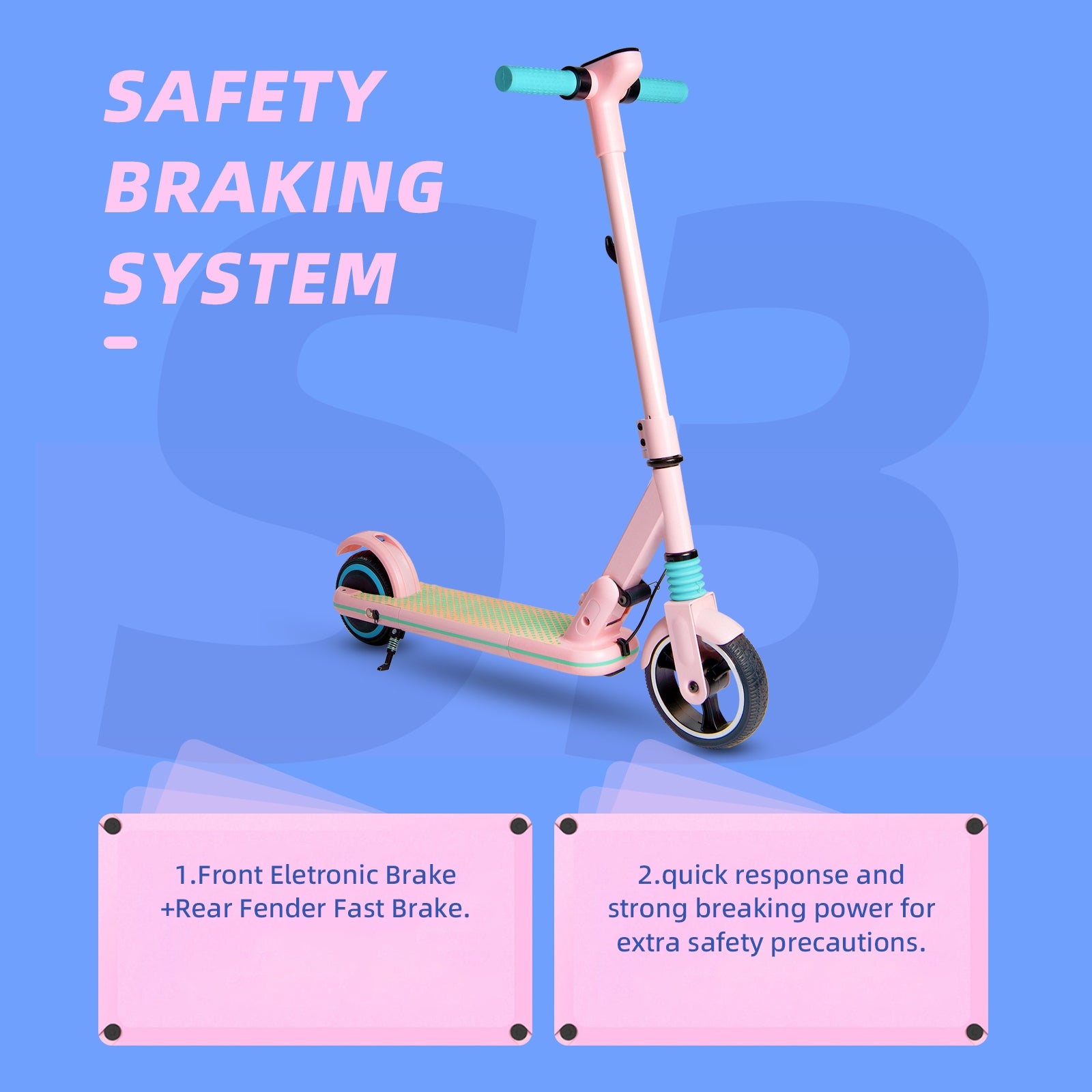 Electric Scooter For Children E-RIDES Pink 14km/h Folding LED 130W Model S3-P
