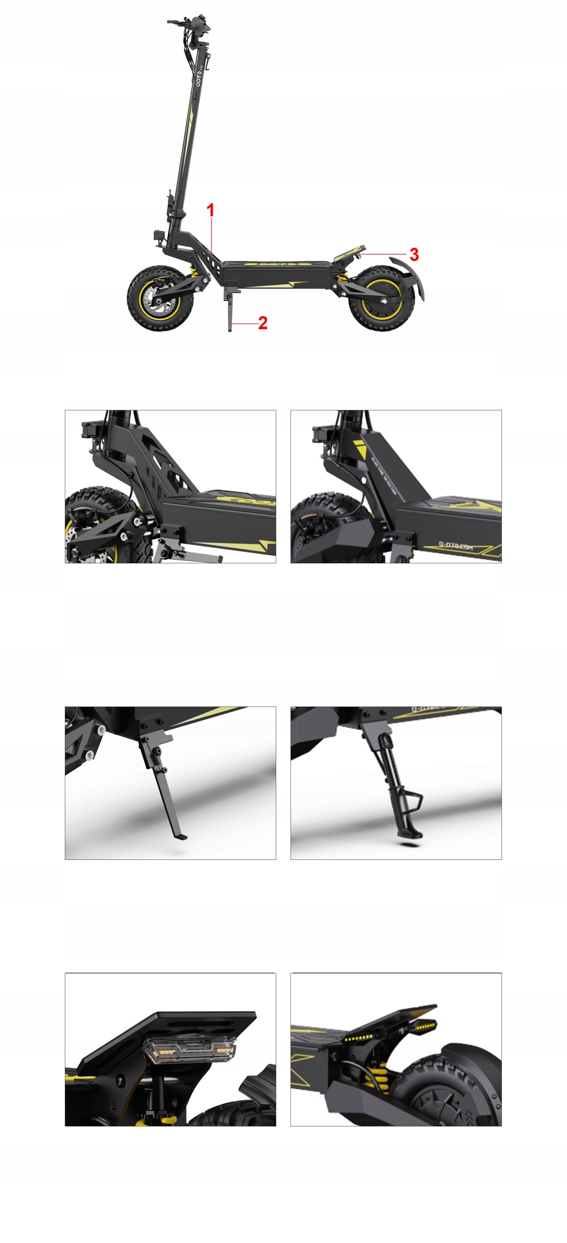 Electric Scooter OOTD Electric Scooter T10 900W 45KM 11" Black & Yellow Packaging status original