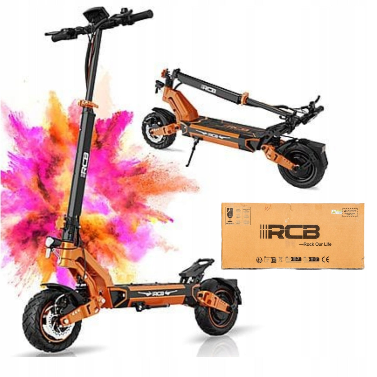 Electric Scooter RCB D7 ABE Range 100KM 48V 27Ah 500W 10″ Gel Tire + APP