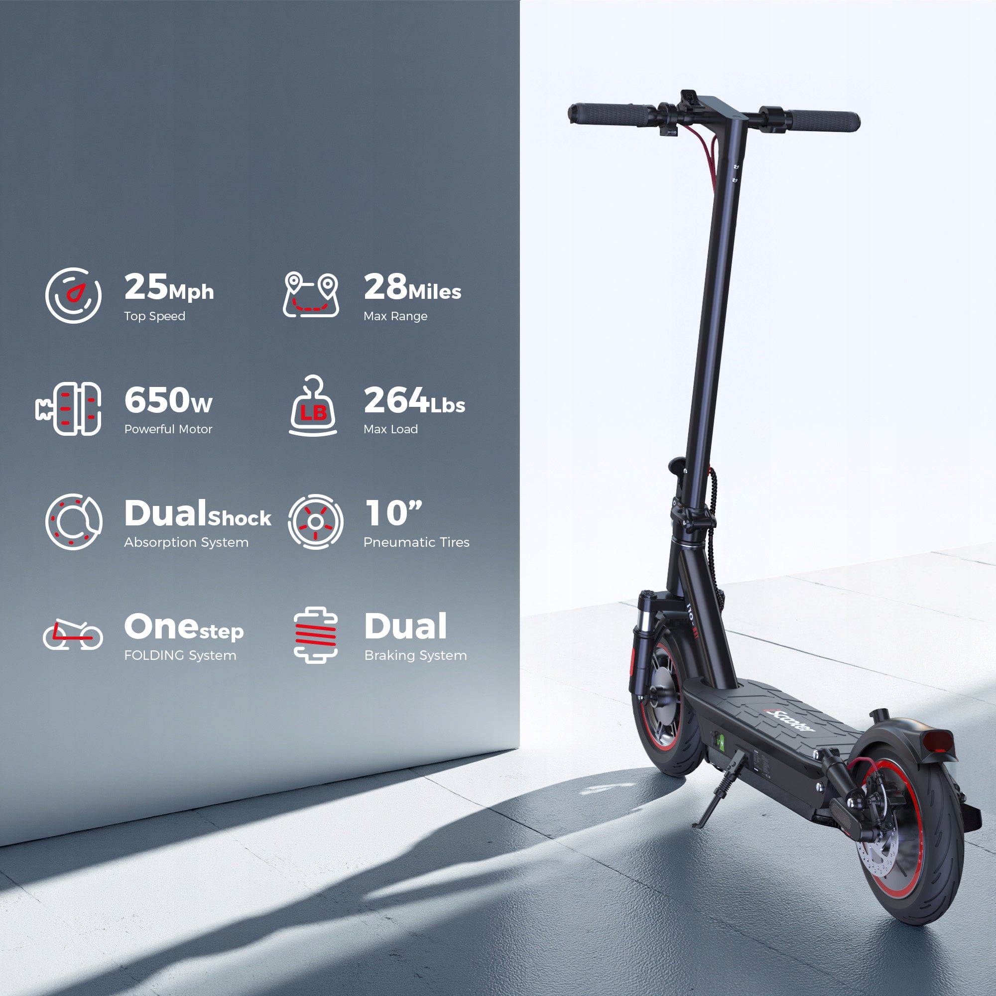 Electric Scooter Vehicle Folding 10" APP up to 40-45km for 120KG app Manufacturer code Składany Elektryczny Scooters