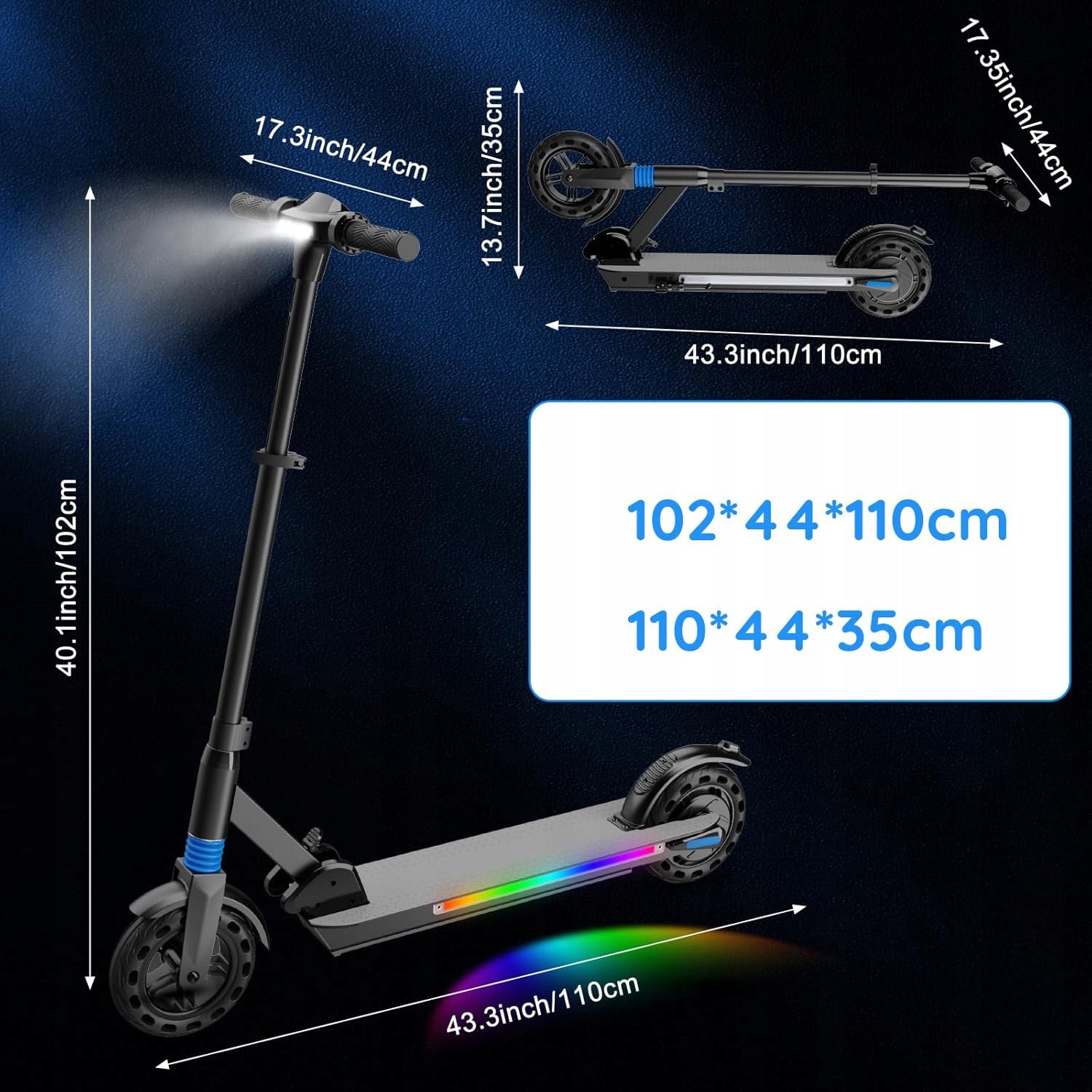 Electric Scooter for Age 10-16 LCD Light 25km 250W Foldable Black Brand BXHOVERGO