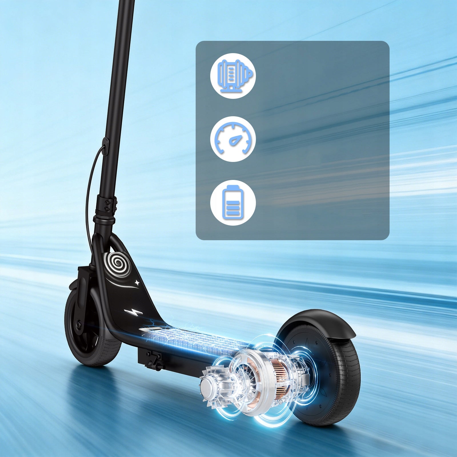 Electric Scooter for Kids 250W 14KM/H 16KM 6.5" Solid Tyres 70kg Black Engine power 250 W
