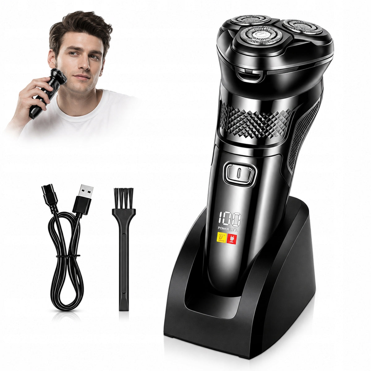 Electric Shaver Male 3D LED USB Waterproof Trimmer 60min Working 2026