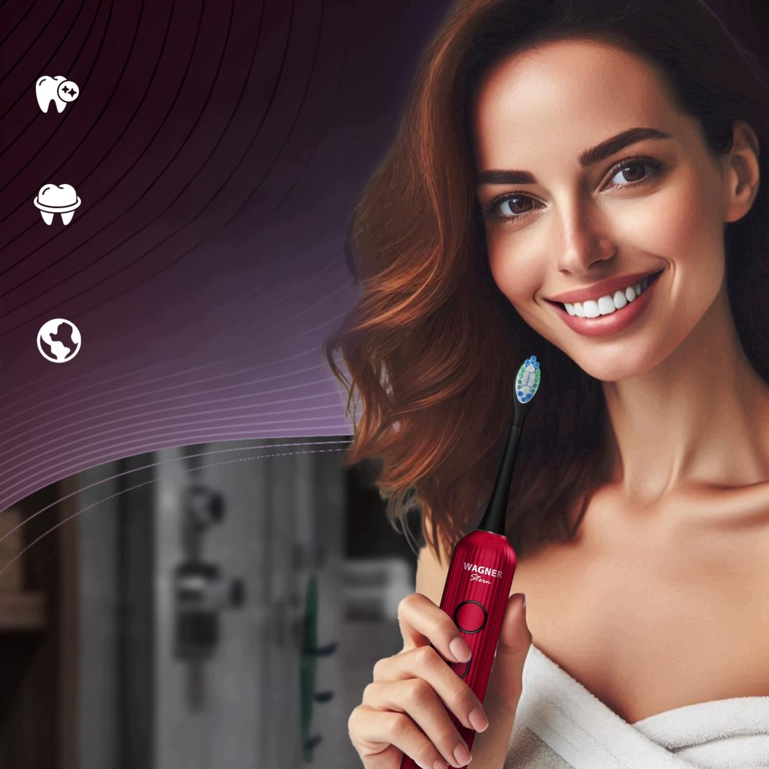 Electric Sonic Oscillating Brush Waterproof IPX7 4 Tips Dominant color not applicable