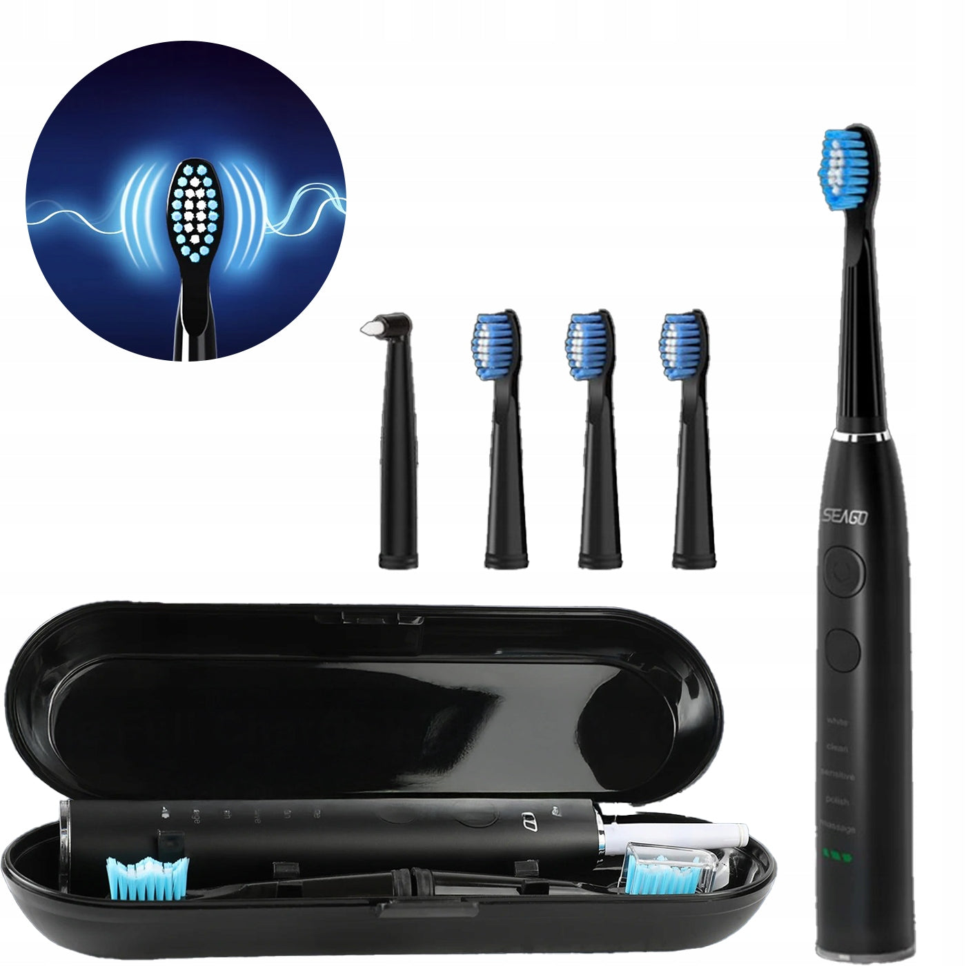 Electric Sonic Toothbrush 5 Modes IPX7 4 TIPS