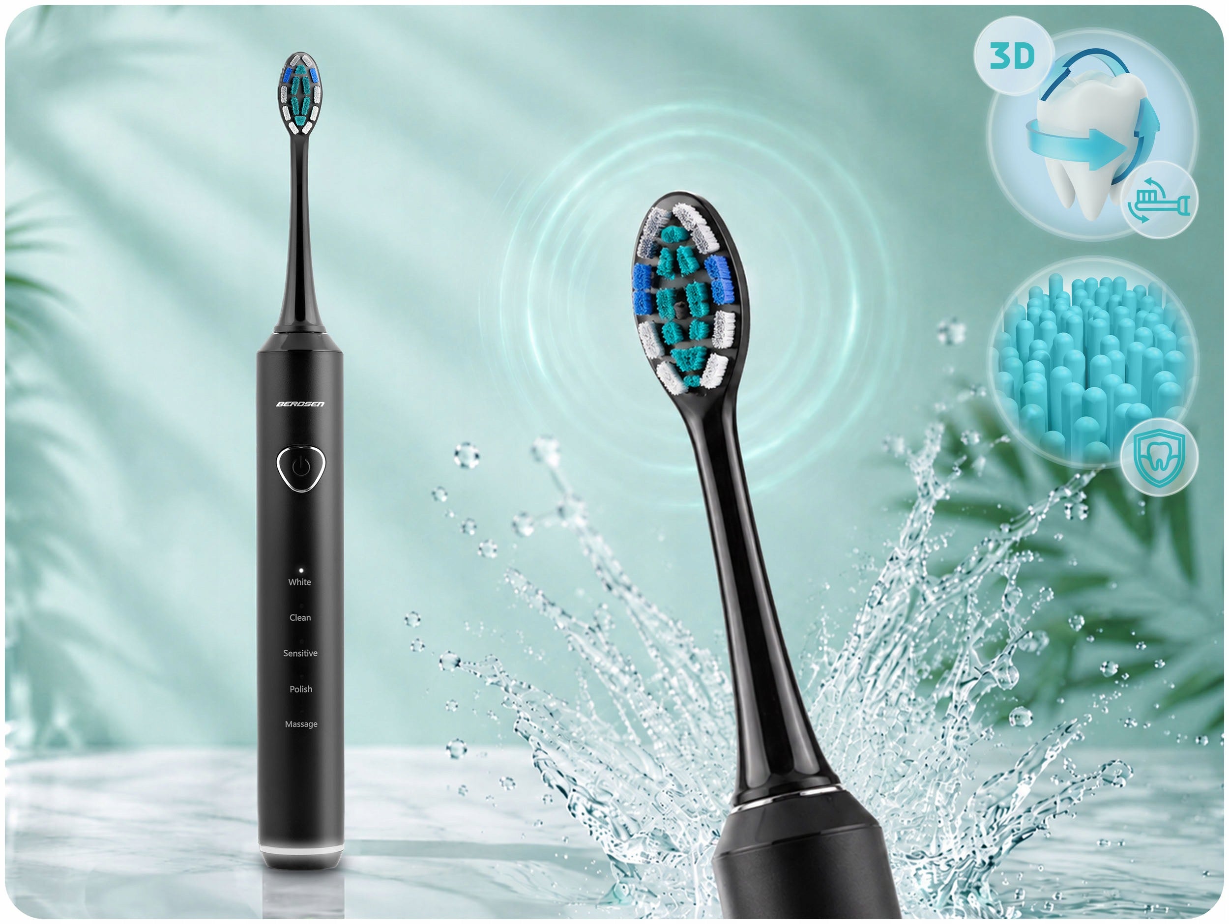 Electric Sonic Toothbrush BERDSEN 5 Modes + TIPS Manufacturer code 5166