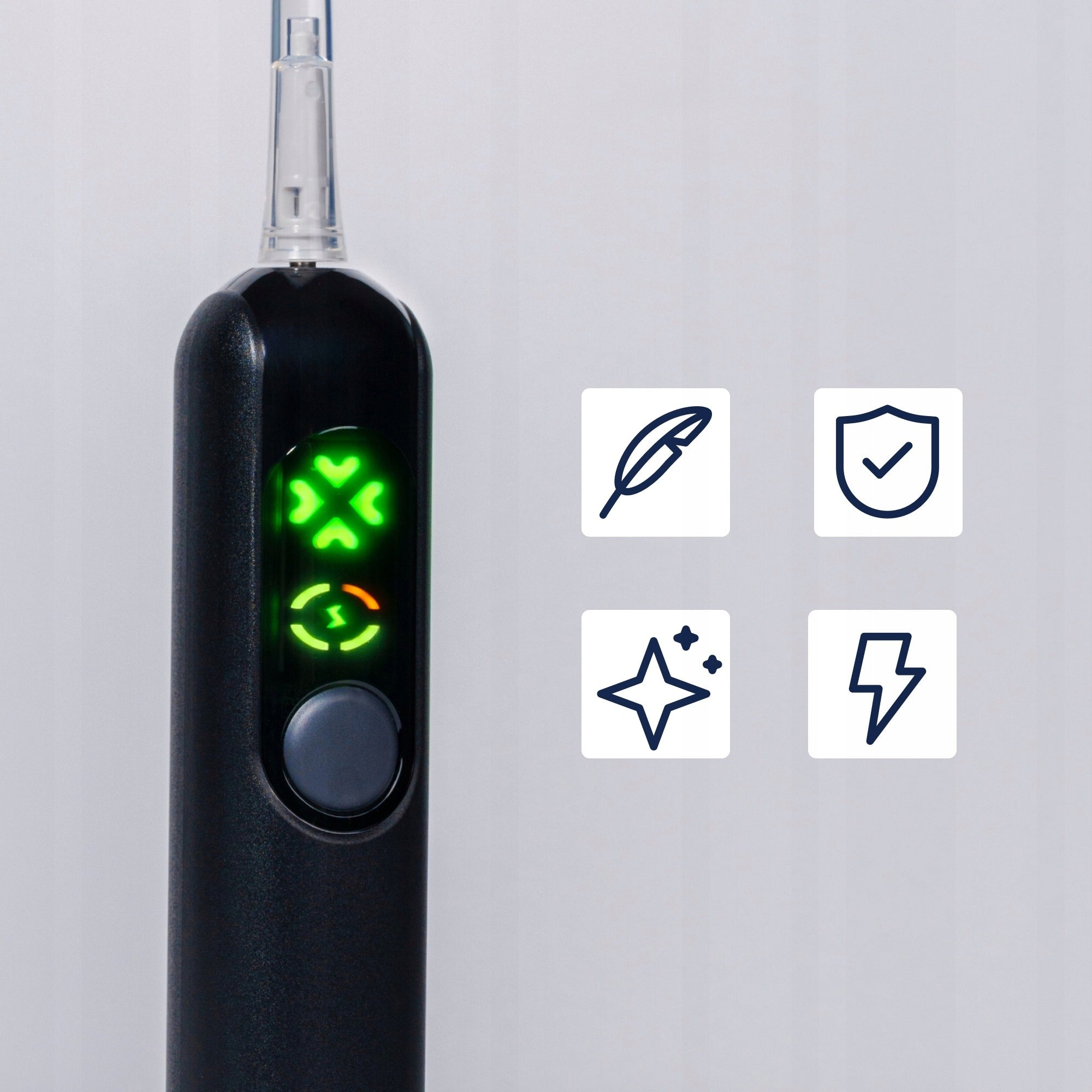 Electric Sonic Toothbrush Black + Case 6 Tips 4 Modes Medical device no