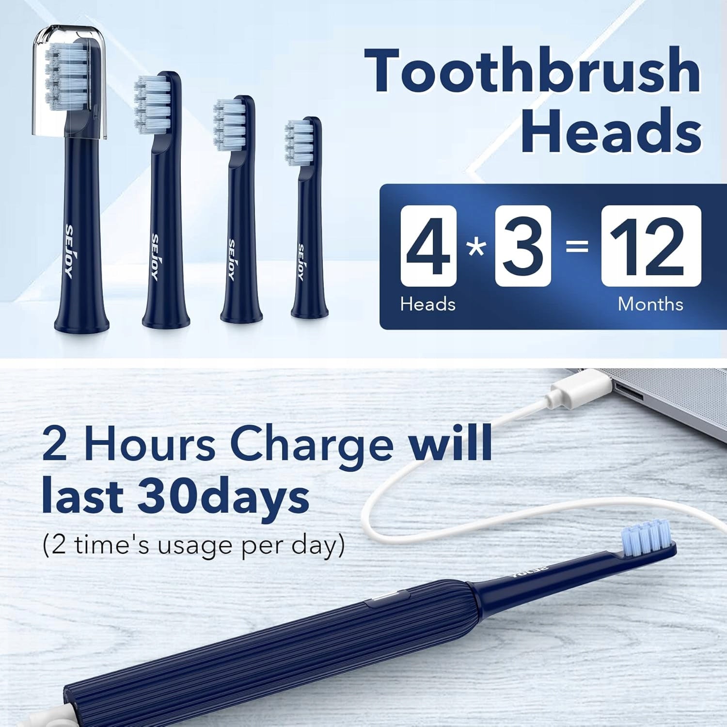 Electric Sonic Toothbrush Spare Heads Lightweight GIFT Brand SEJOY