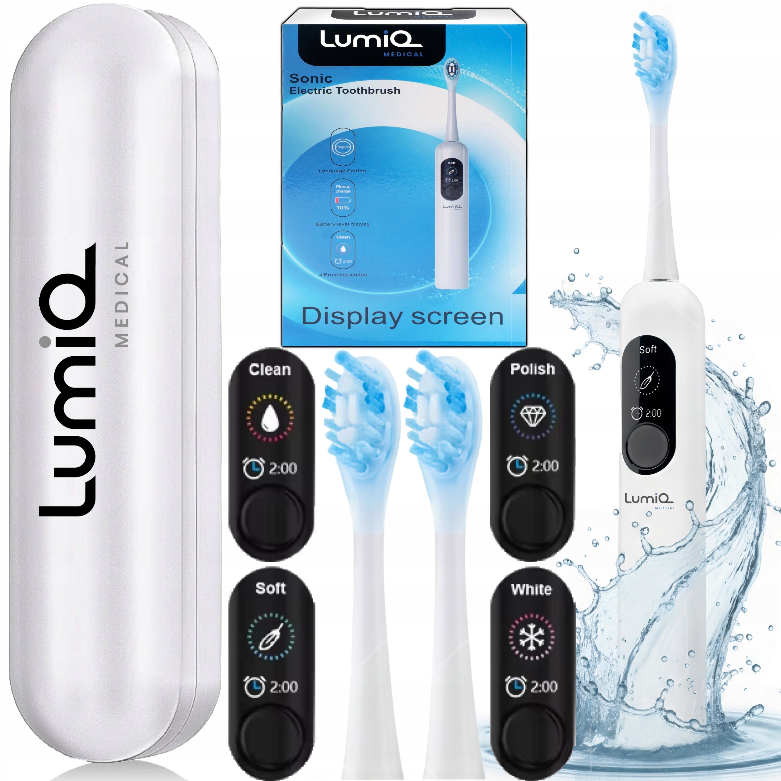 Electric Sonic Toothbrush Whitening LUMIQ Medical +Heads