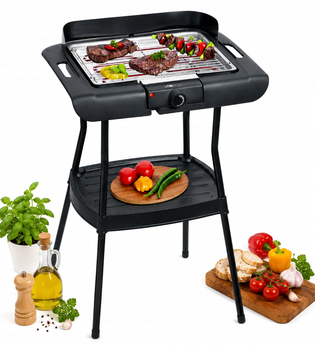 Electric Standing Grill for Balcony Traditional Terrace 2000W Smoke Free 2in1
