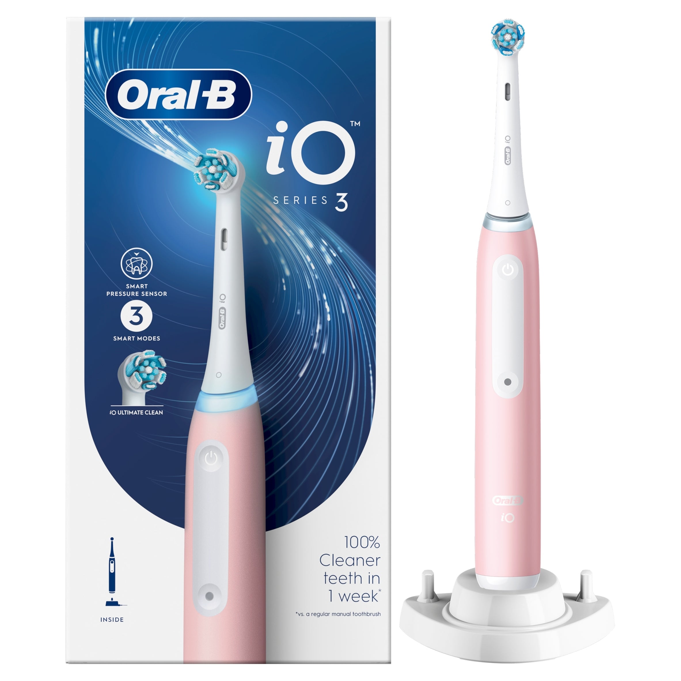 Electric Toothbrush Oral-B iO 3 Pink Braun Smart Timer Technology