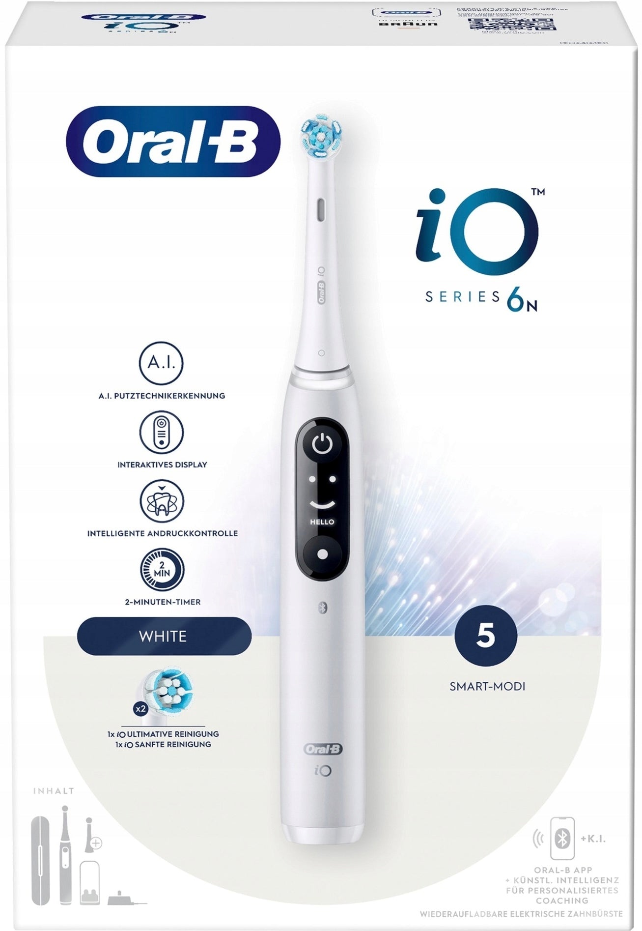 Electric Toothbrush Oral-B iO 6N White + Brush Head + TC Brand Oral-B
