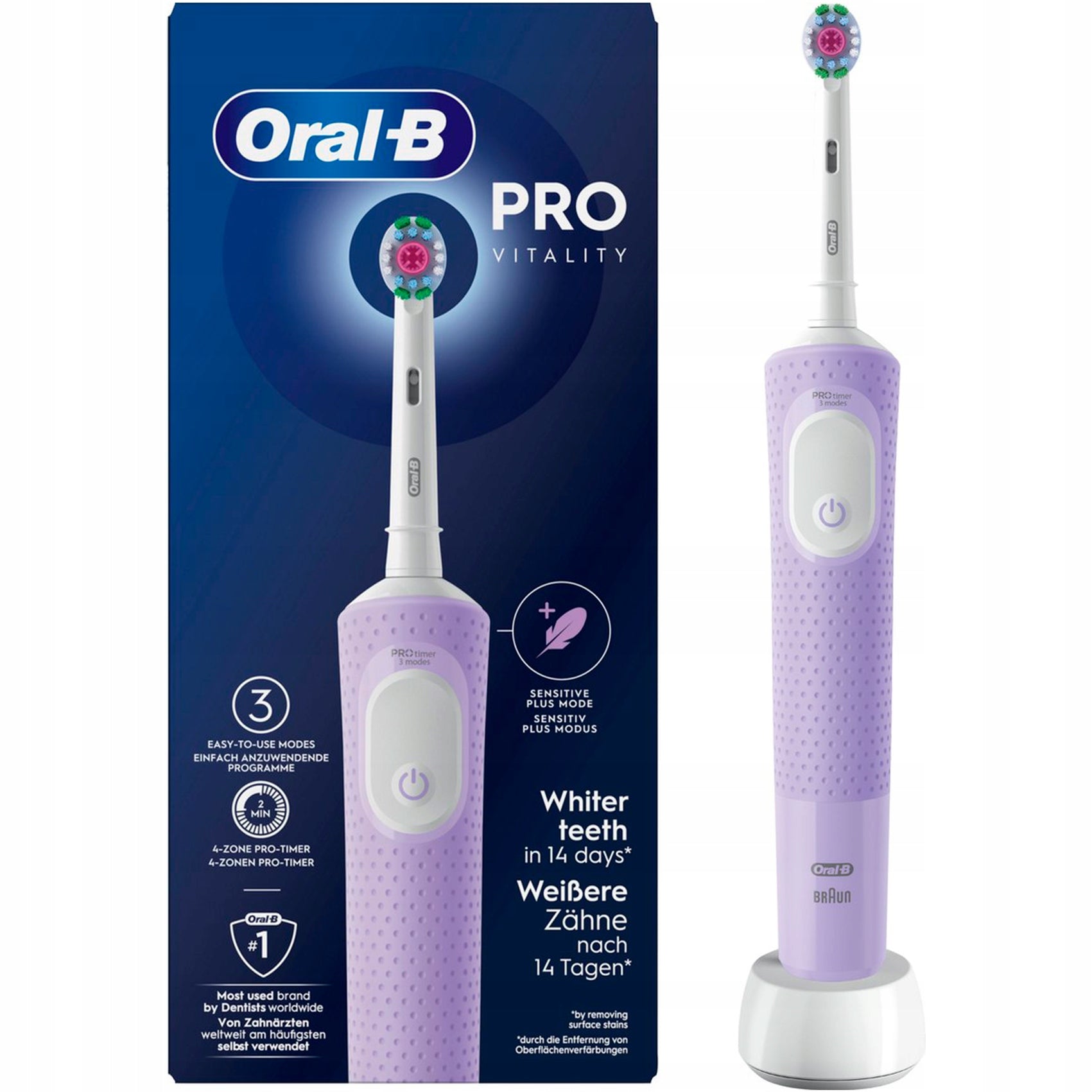 Electric Toothbrush Oral-b Vitality Pro Lilac Violet + thread tips