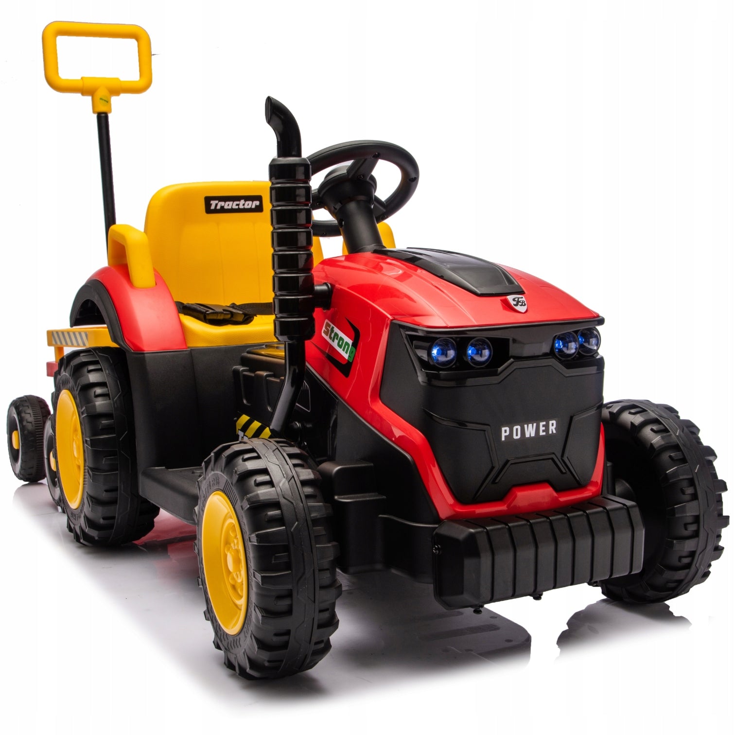 Electric Tractor with Trailer and Drawbar 12V7ah Remote Control LED Lights Manufacturer code Traktorek z przyczepką i rączką