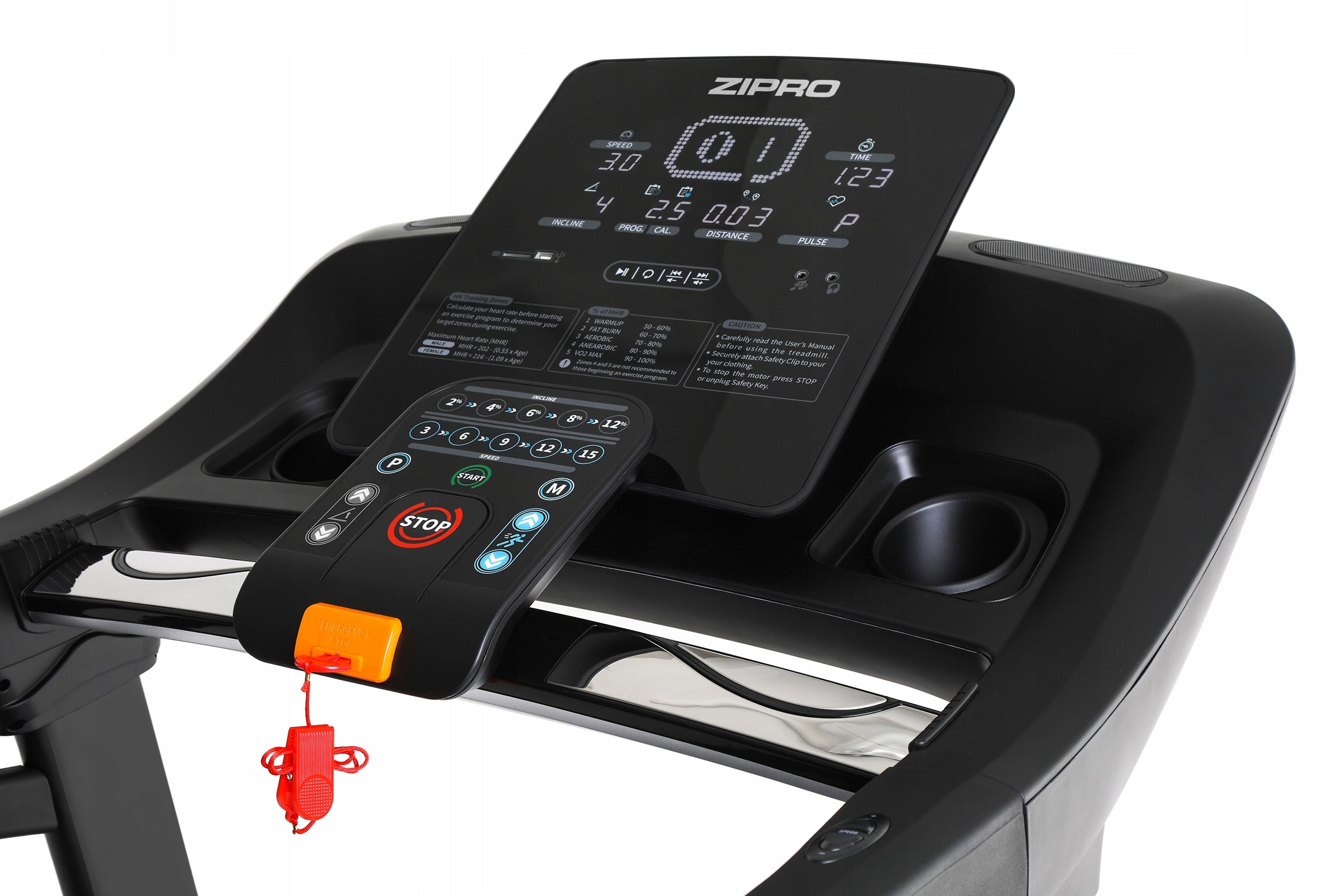 Electric Training Treadmill Folding Shock Absorption Belt Adjustment - Zipro Model Dream
