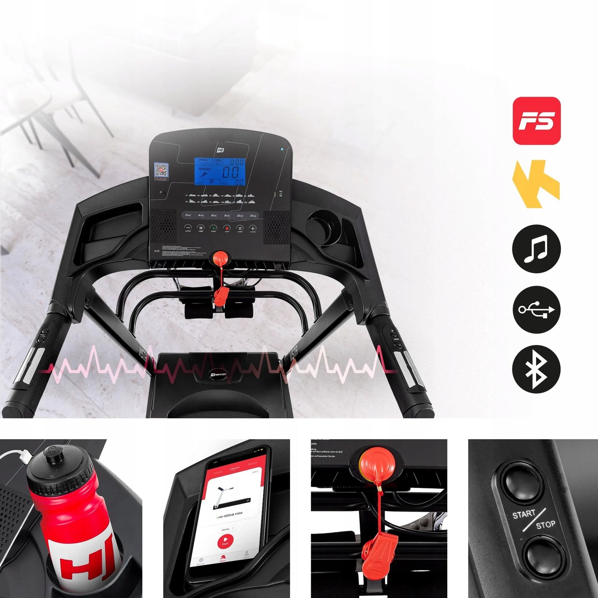 Electric Treadmill 2KM with Massager Folding Reg. Angle Slope 16km/h Model other