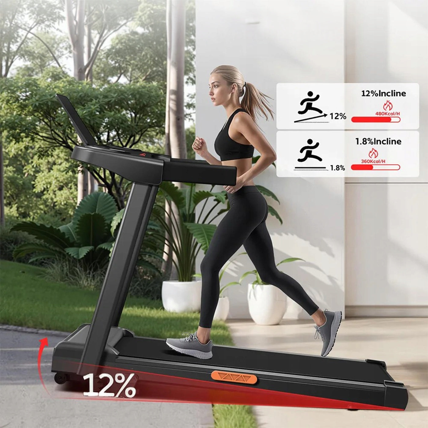 Electric Treadmill Folding 12% Slope 136kg Motor 3.0HP Home Quiet Brand no brand