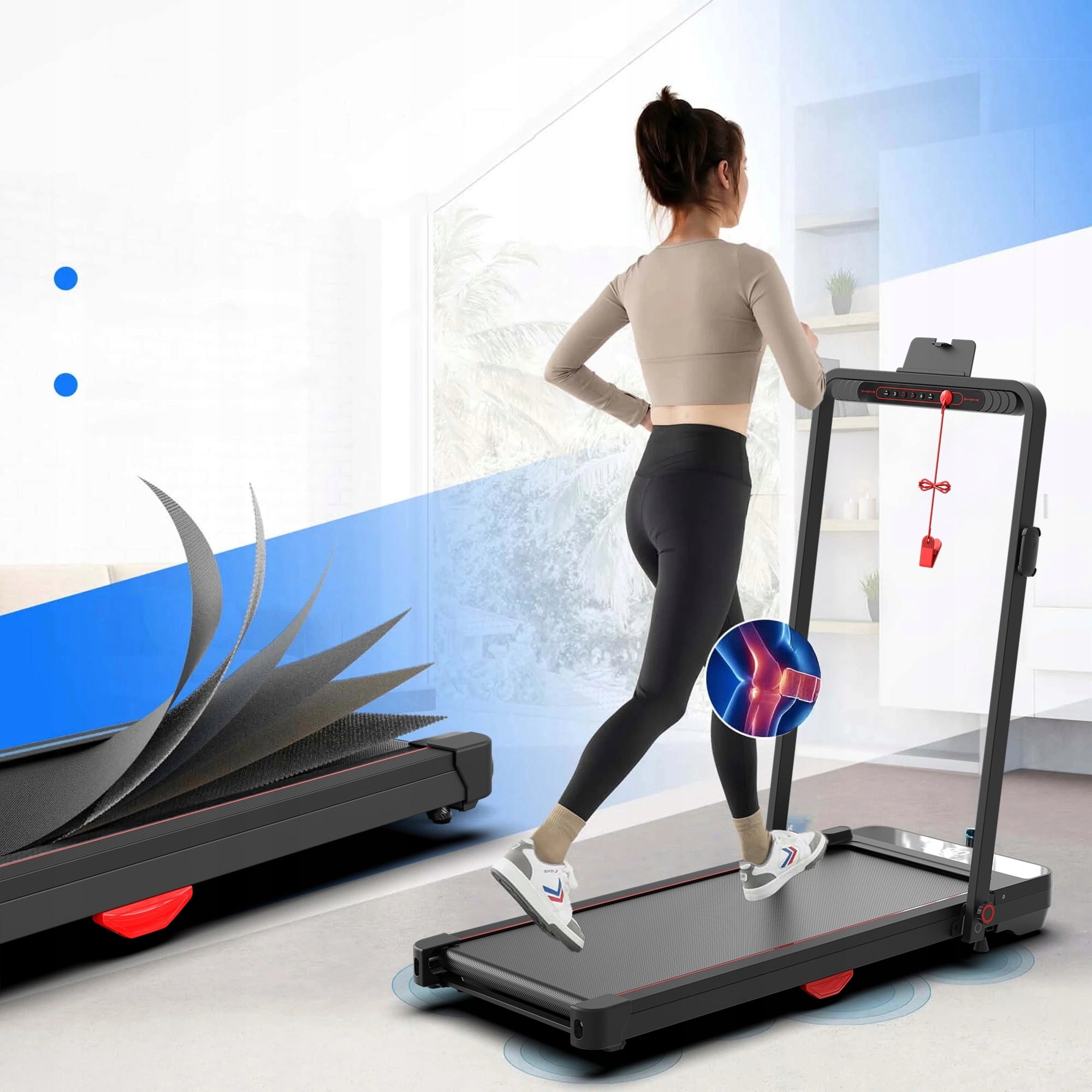 Electric Treadmill Folding Flat 12 km/h Bluetooth Shock Absorption 120 kg Brand no brand