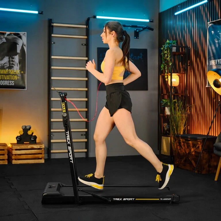 Electric Treadmill Folding Home Under Bed 1-12 km/h EXILE TREX SPORT Measurements training duration distance number of steps speed burned calories fat