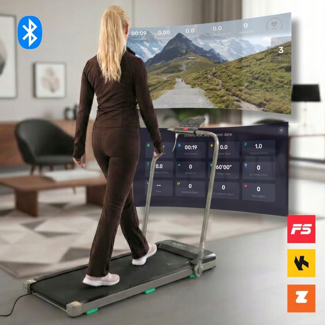 Electric Treadmill for Fitness Walking Pad Home Treadmill Up to 10 KM/H DrFit Measurements training duration distance speed burned calories