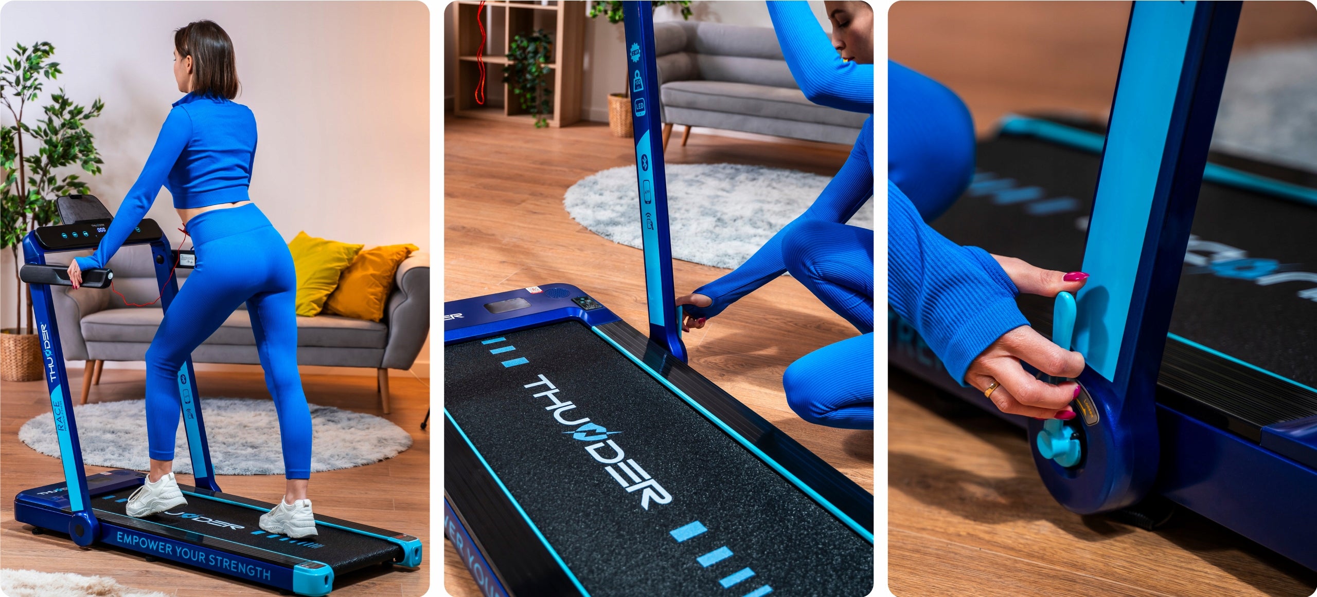 Electric Treadmill for Walking Under Desk Bed 14cm 14km/h RACE THUNDER Maximum user weight 130 kg