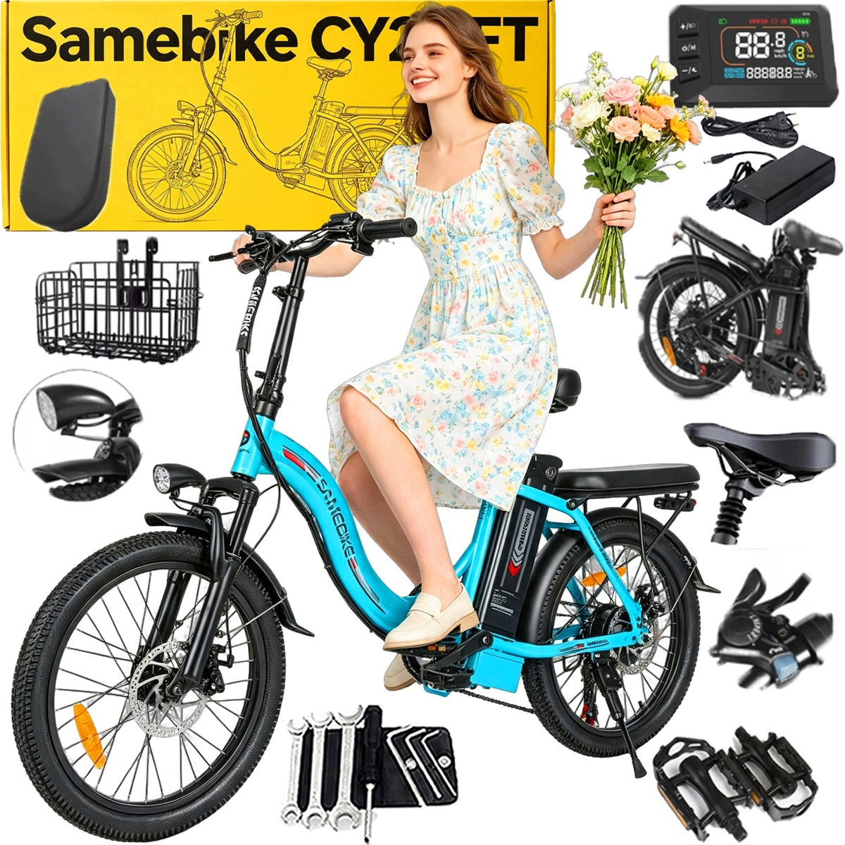 Electric Vehicle Samebike CY20 350W 36V 12AH 32KM/H 7-Speed 20" foldable