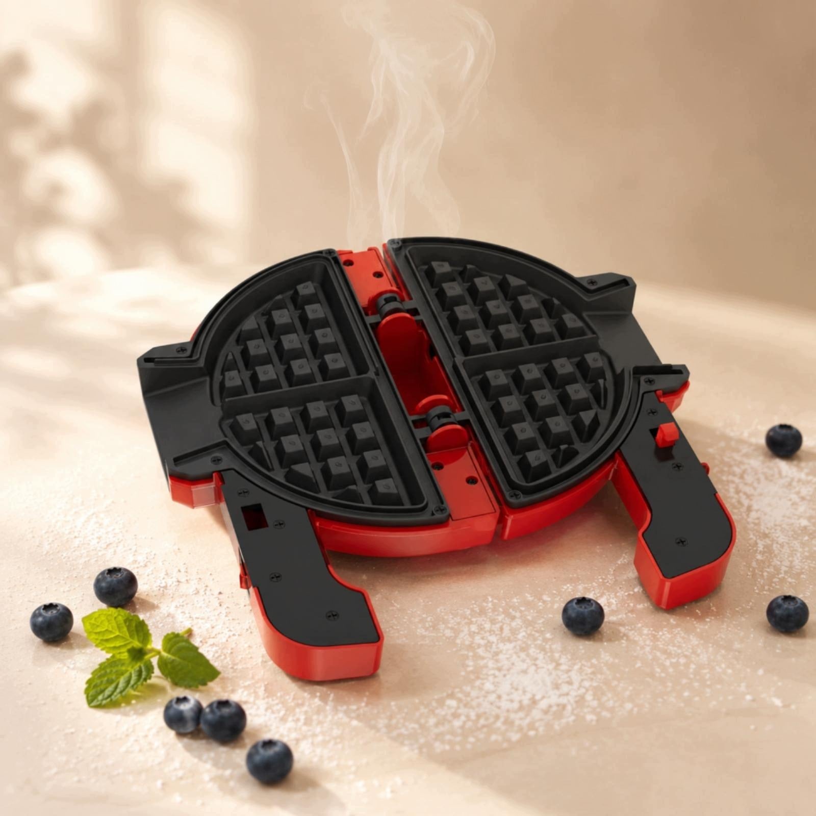 Electric Waffle Maker Classic Round Waffle Maker Compact for Breakfast Packaging status original
