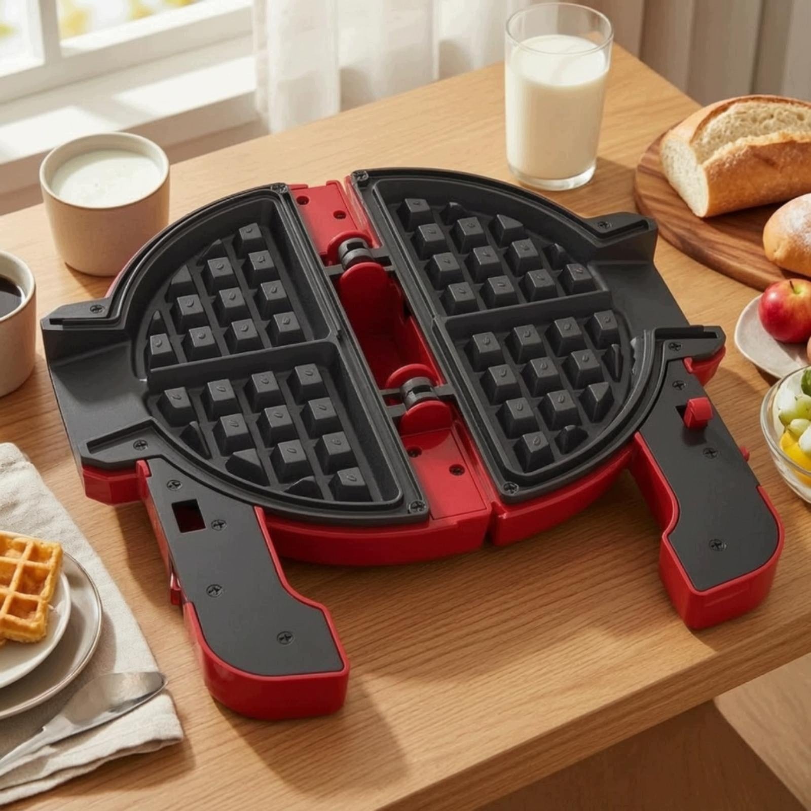 Electric Waffle Maker Classic Round Waffle Maker Compact for Breakfast Packaging status original