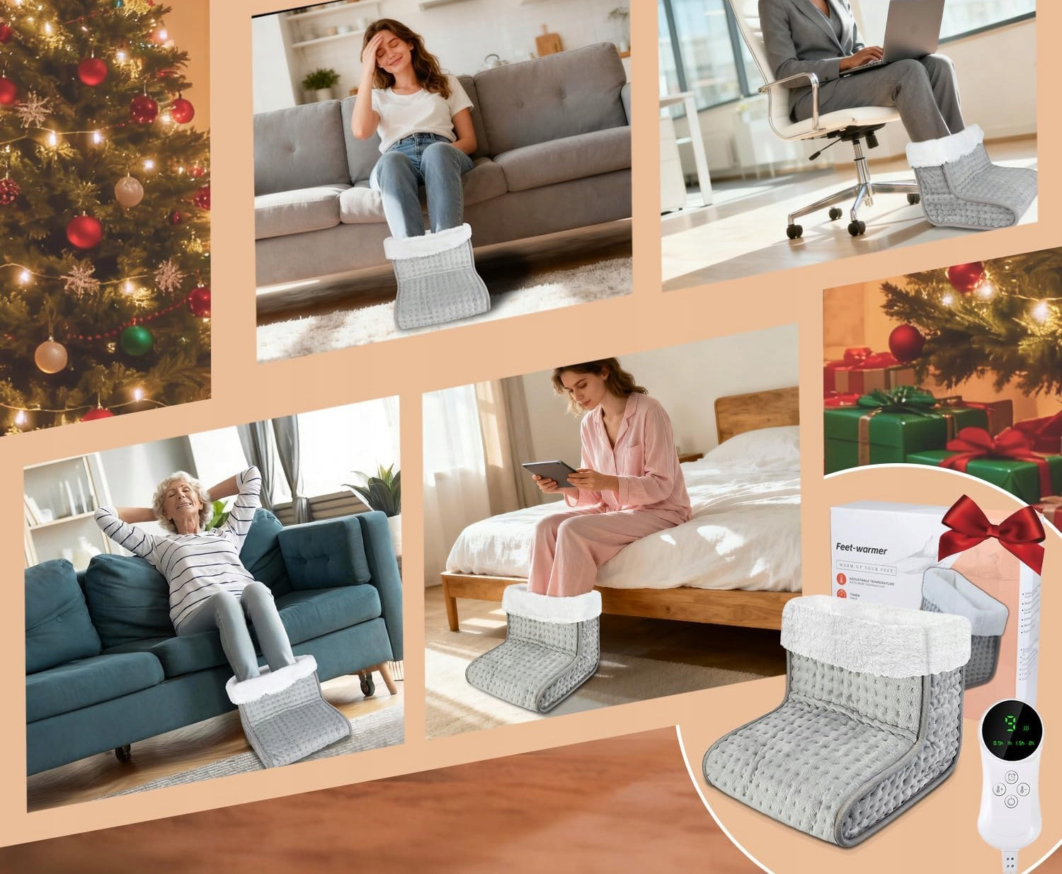 Electric Warm Heater Foot Shoe LCD Remote Control Level Adjustment Medical device no