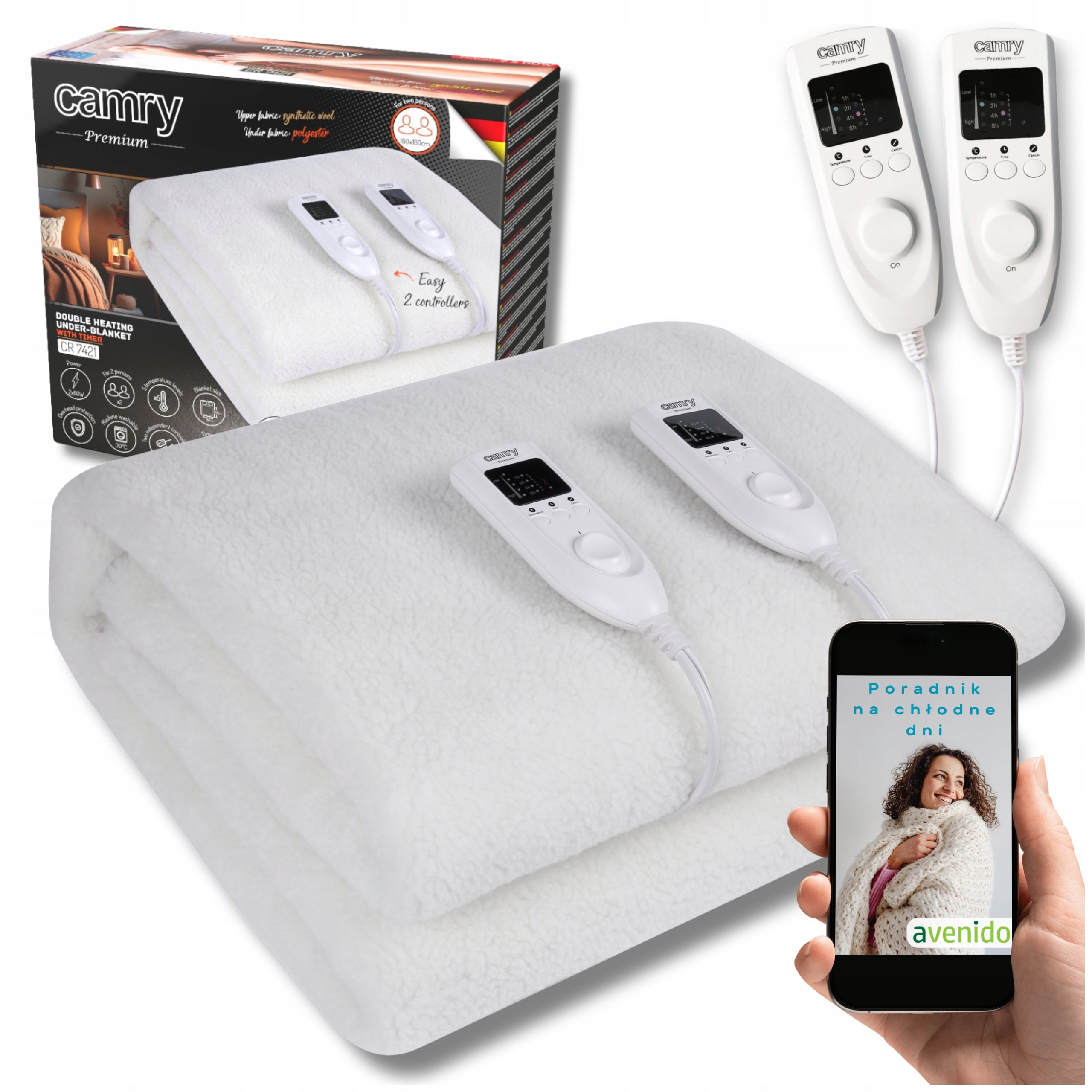 Electric backing blanket with timer 160x180cm LCD can be washed