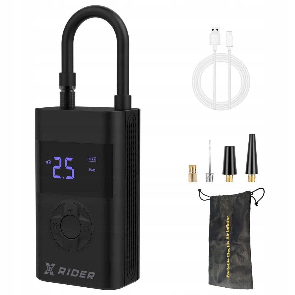 Electric bicycle pump for scooter XRIDER 150 psi 10,2 bar Color black