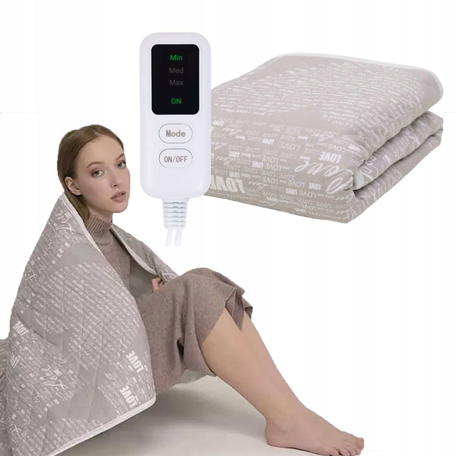 Electric blanket Heating mat 150 x 90 cm COZY WARMTH grey EcoSapiens
