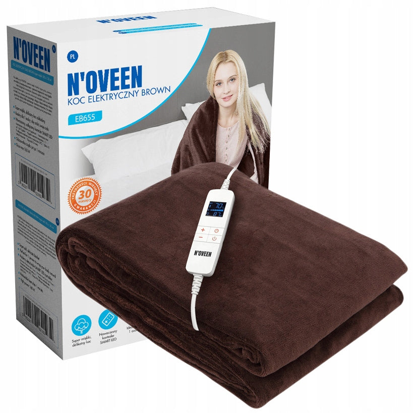 Electric blanket N'oveen brown fleece 180x130 cm with remote control