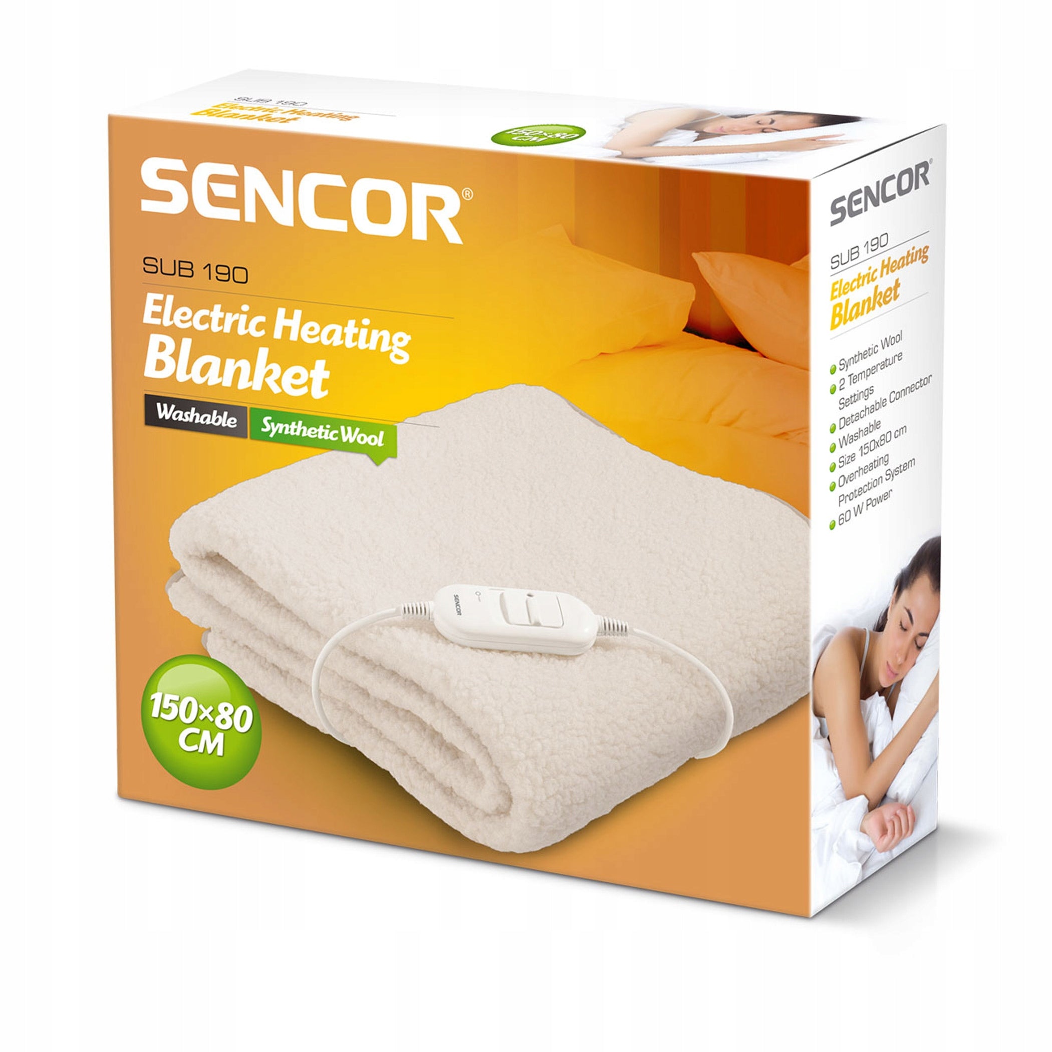 Electric blanket Sencor SUB 190 150x80 beige 60W EAN (GTIN) 8590669105465