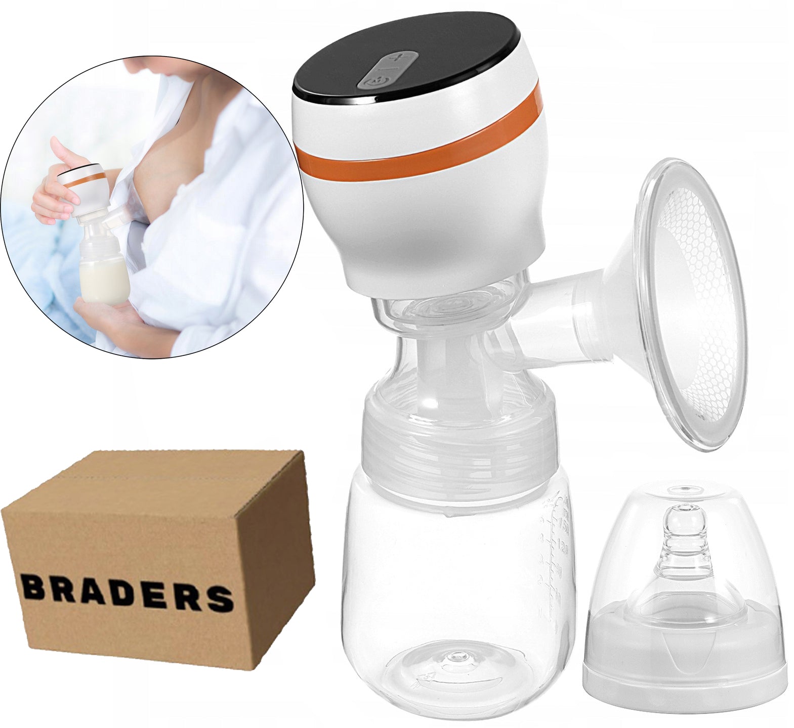 Electric breast pump braders quiet BPA free 180ml 4 LCD modes